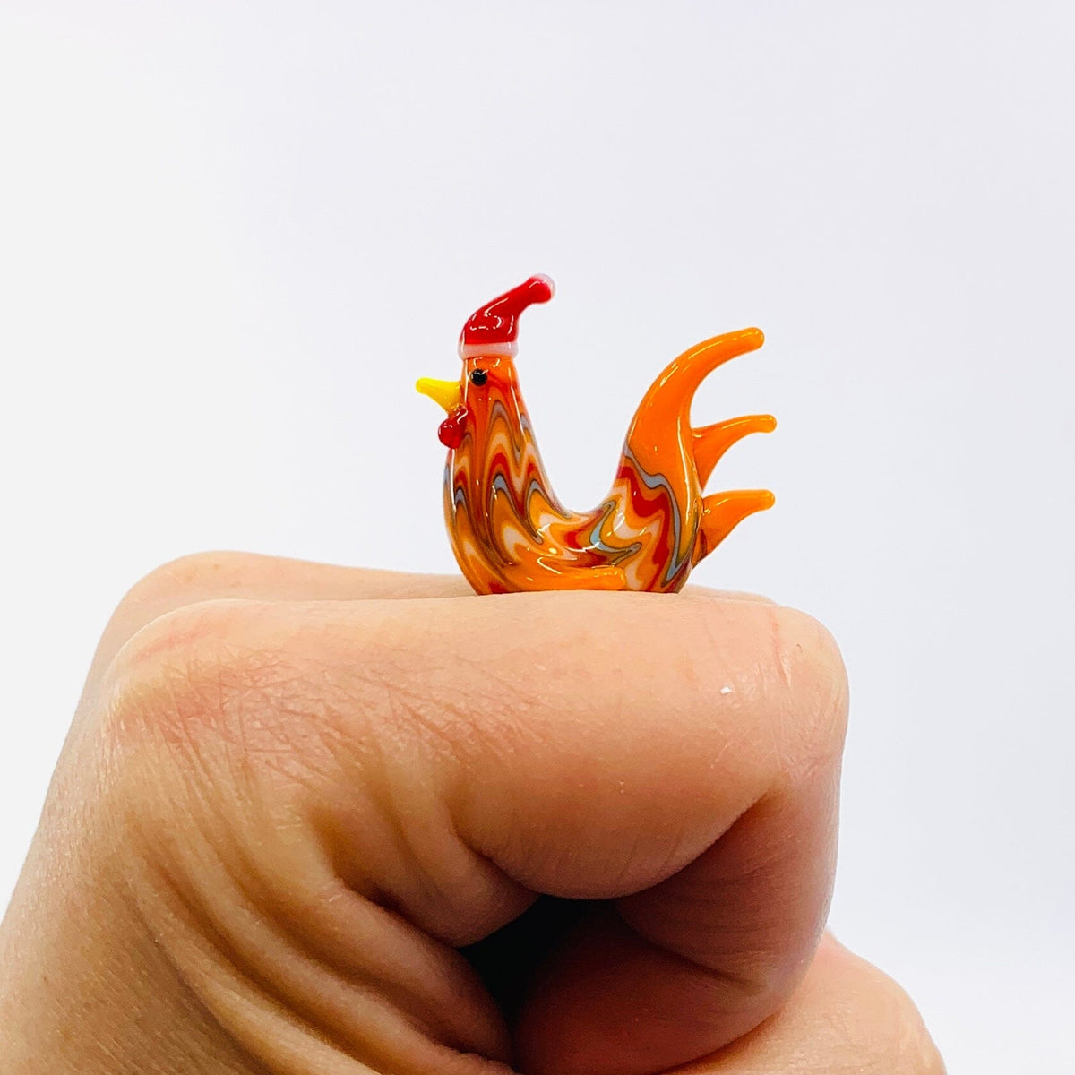 Tiny Glass Santa Rooster Miniature GANZ 