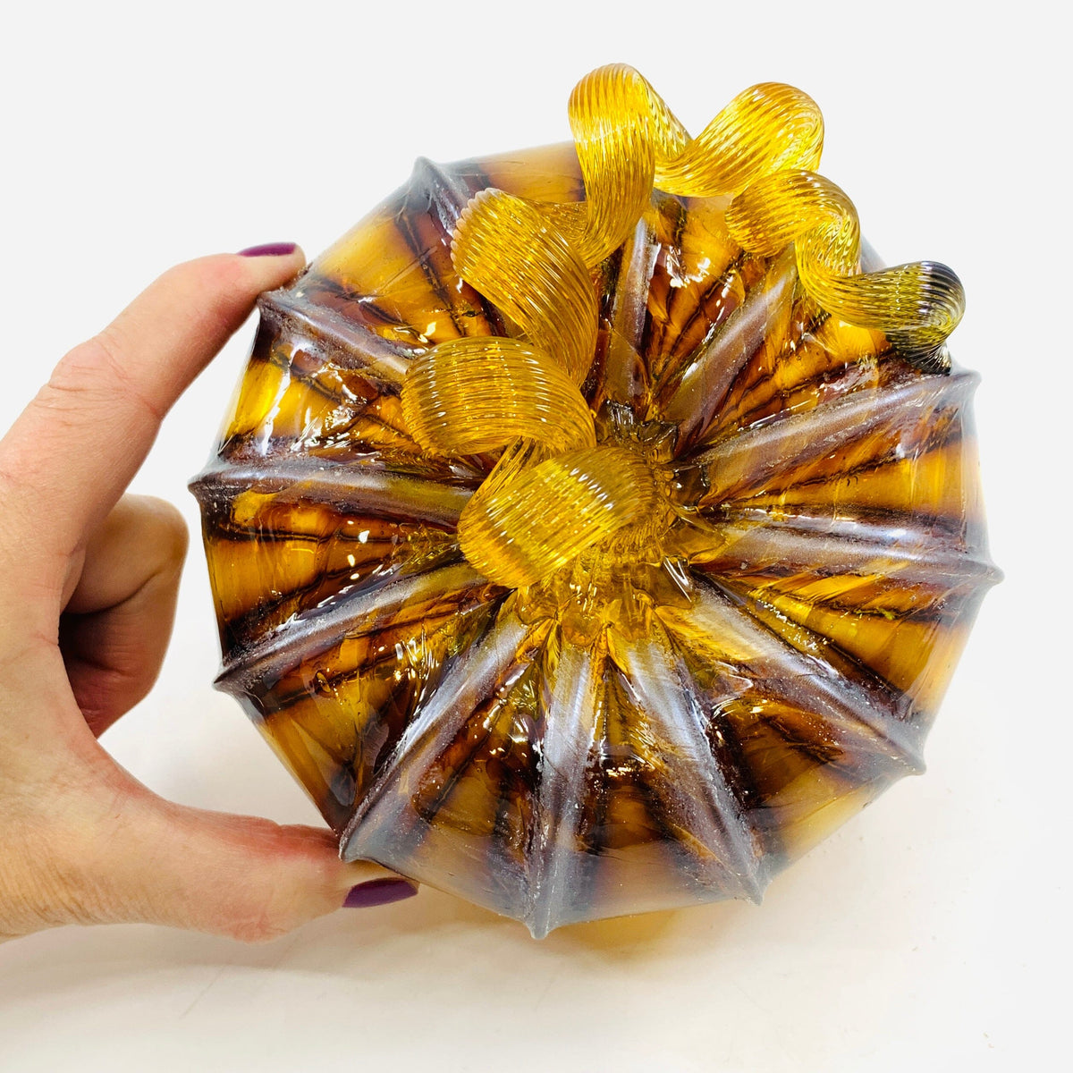 Daily Pumpkin 652 Fall Shimmer Squat Daily Pumpkin Luke Adams Glass Blowing Studio 