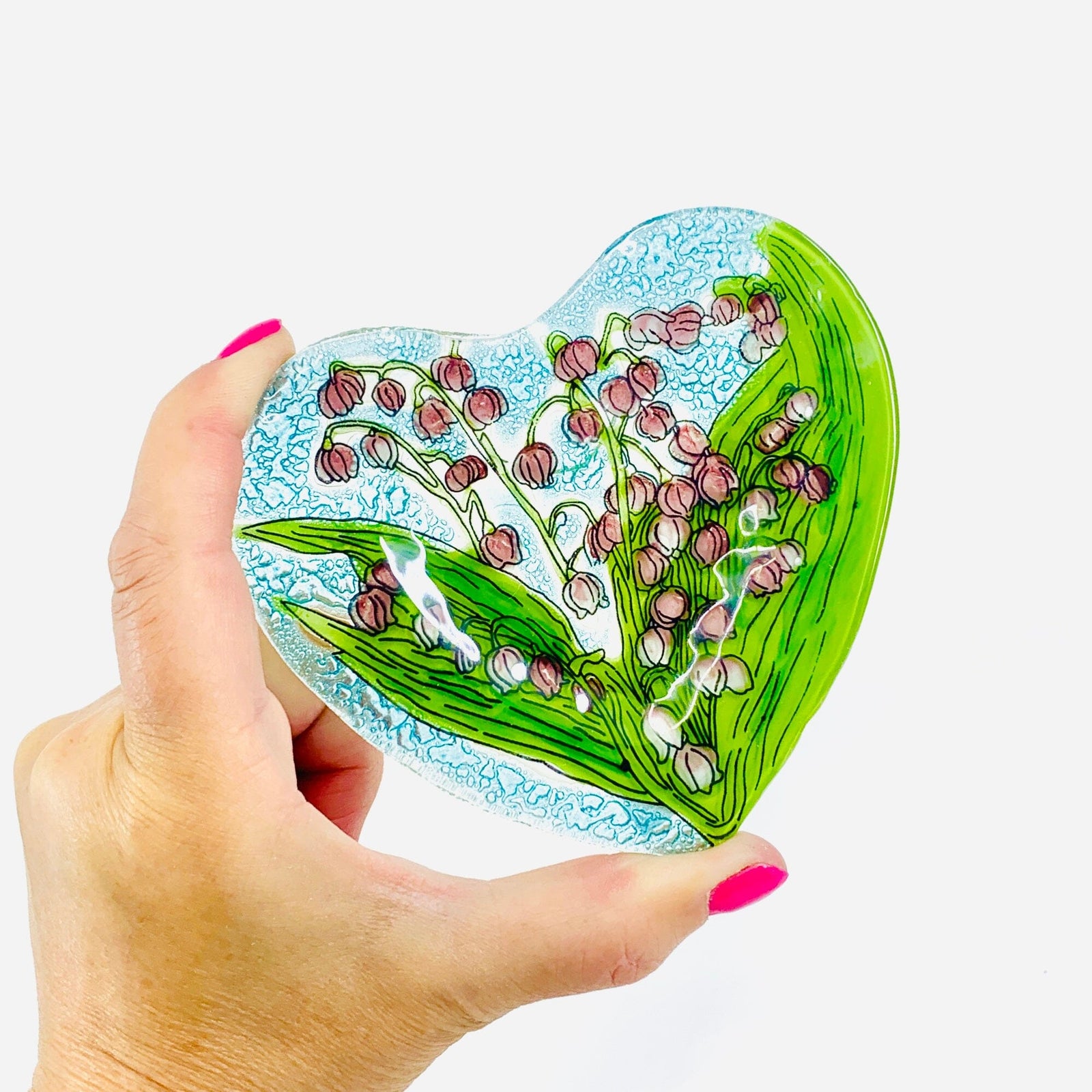 Fair Trade Heart Plate 7 - Lily of The Valley Dishware Pam Peana 