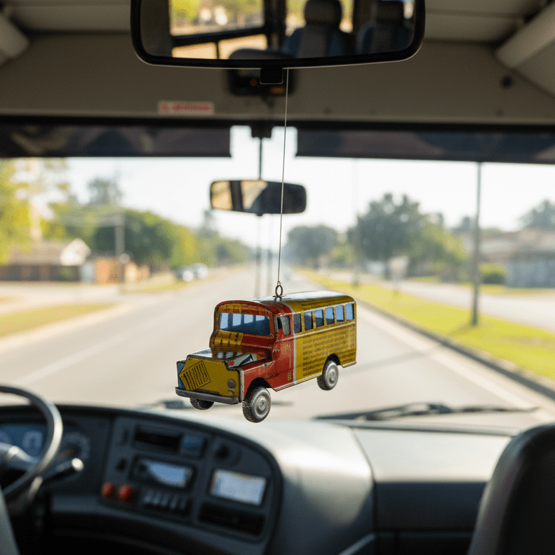 Hanging Recycled Tin School Bus Miniature East Africa Co. 