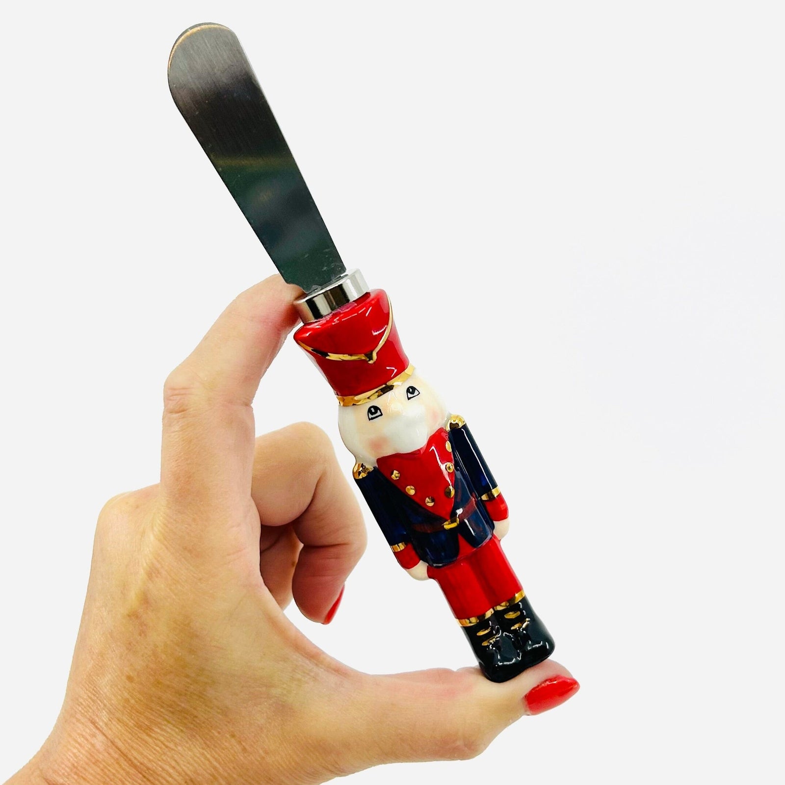 Ceramic Nutcracker Spreader, Red Cap Decor One Hundred 80 Degrees 