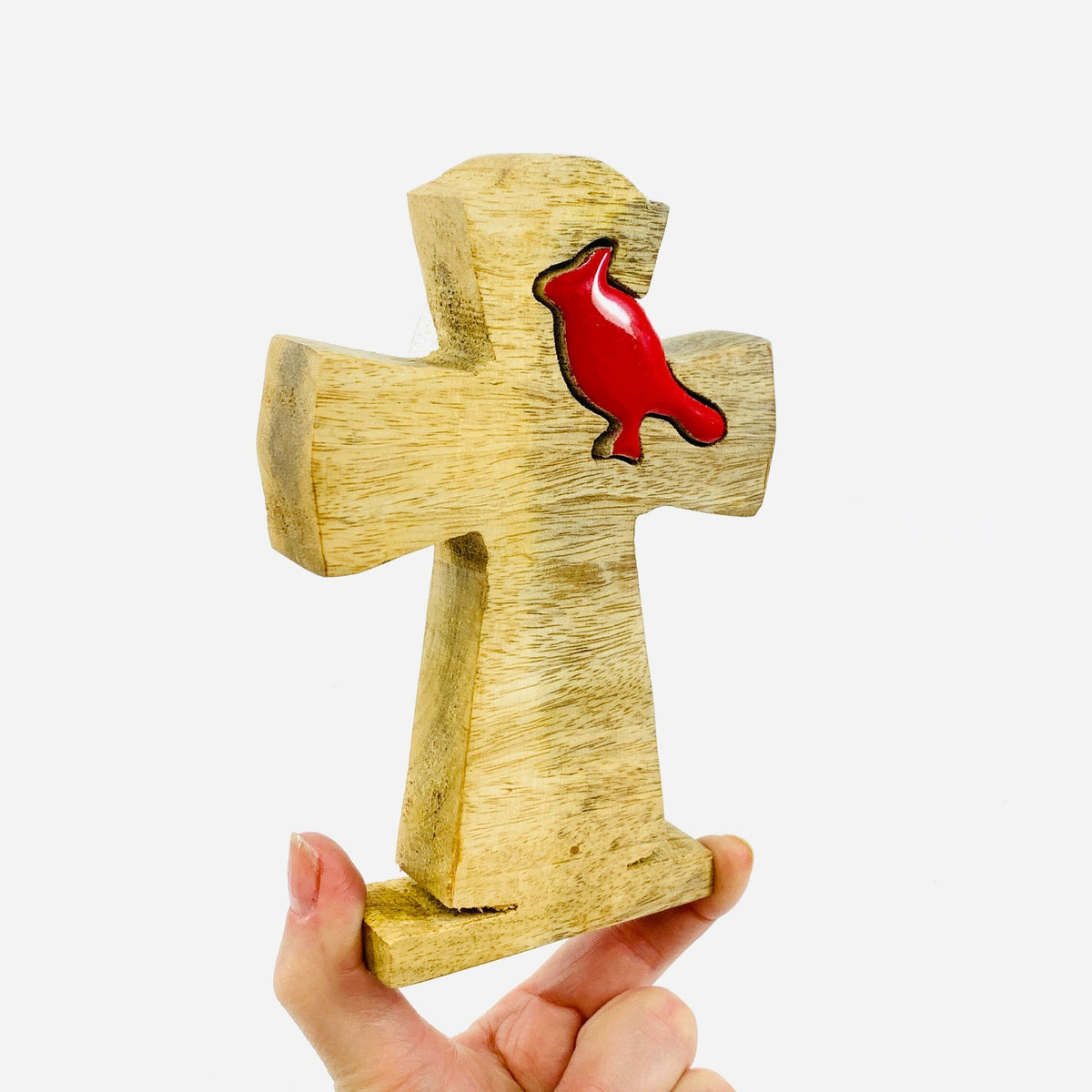 Red Enamel Wooden Cardinal Décor KEL-TOY 