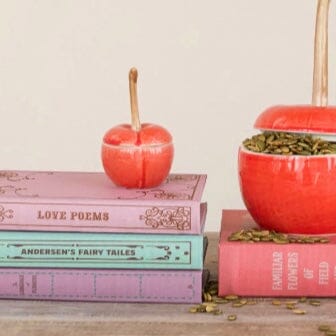 Stoneware Cherry Shaped Jar with Lid Creative Co-op 