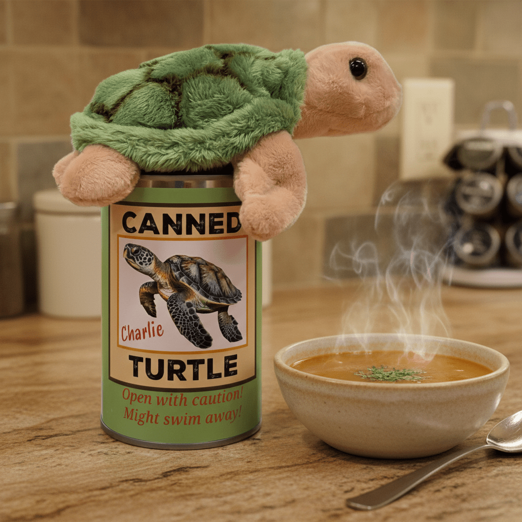 Stuffed Turtle in a Can Canned Gifts 