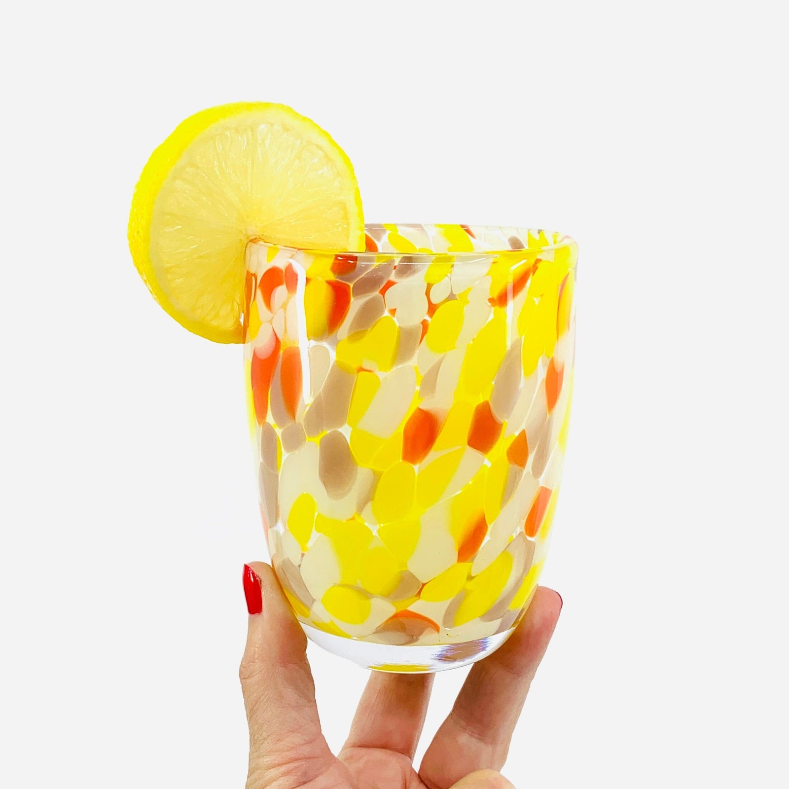 Spotted Glass Tumbler, Yellow Decor One Hundred 80 Degrees 