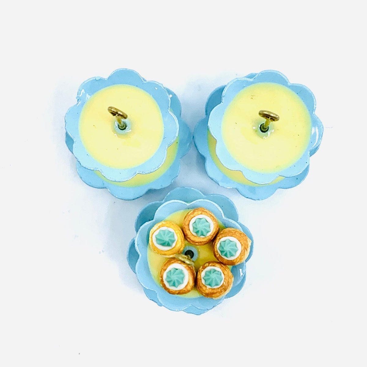 Tiniest Blue Tiered Serving Stand with Pastries Miniature - 