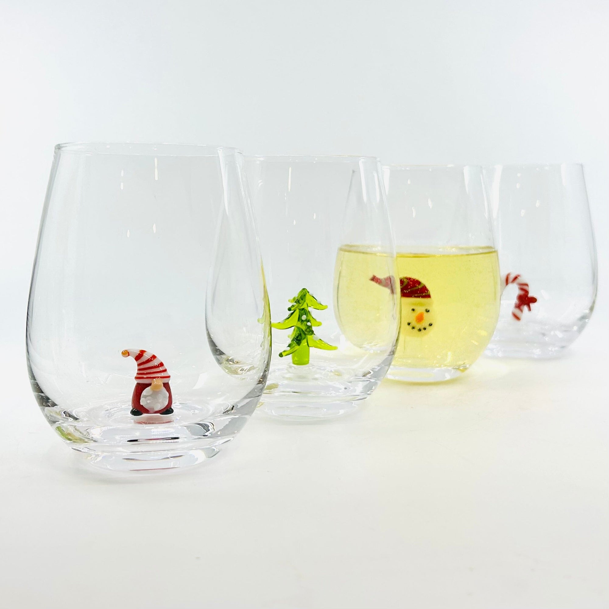 Holiday Icon Stemless Wine Glass, Snowman Creative Co-Op 