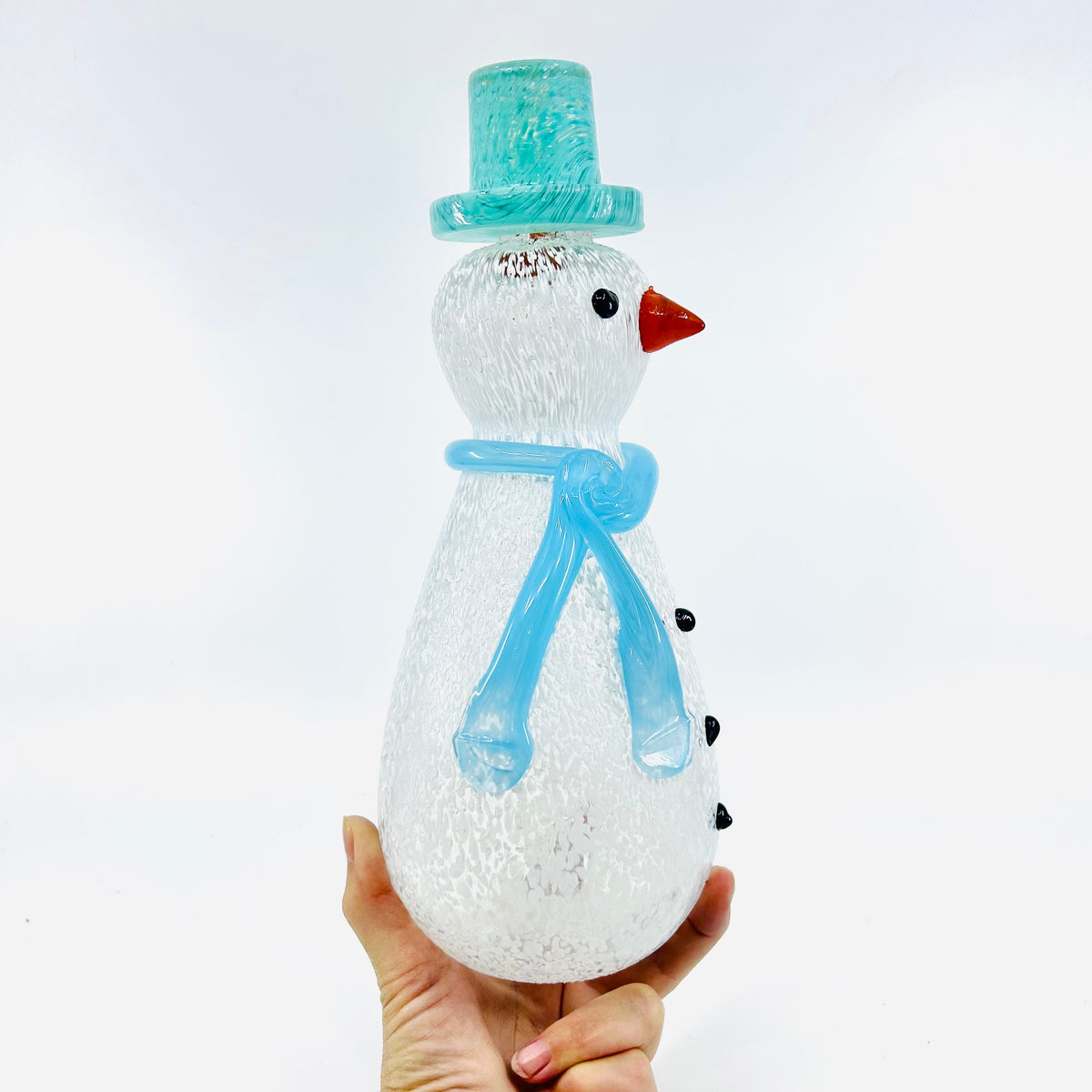 Blown Glass Snowman - Blue Scarf