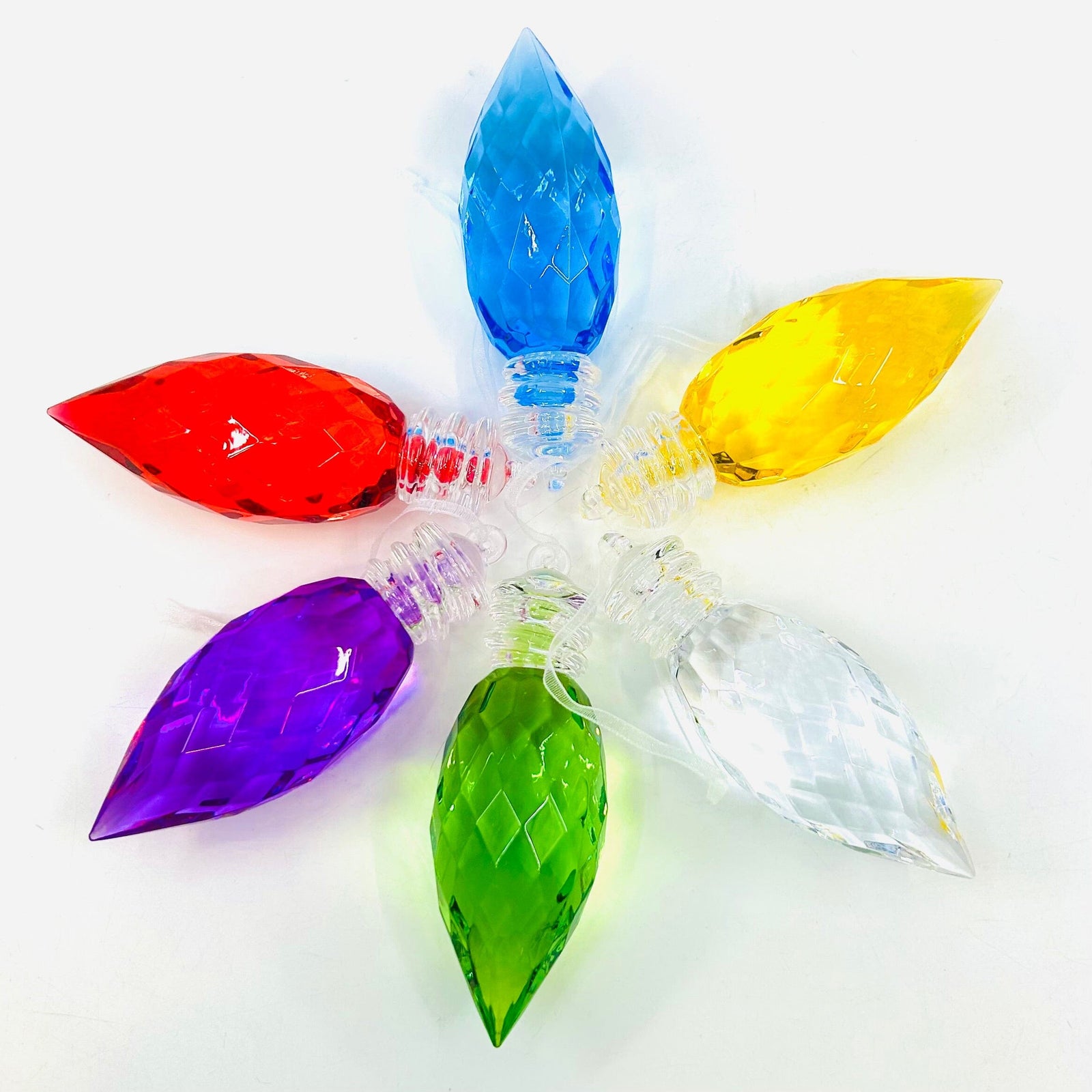 Vintage Bulb Acrylic Crystal Ornament 5, Blue Ornament GANZ 