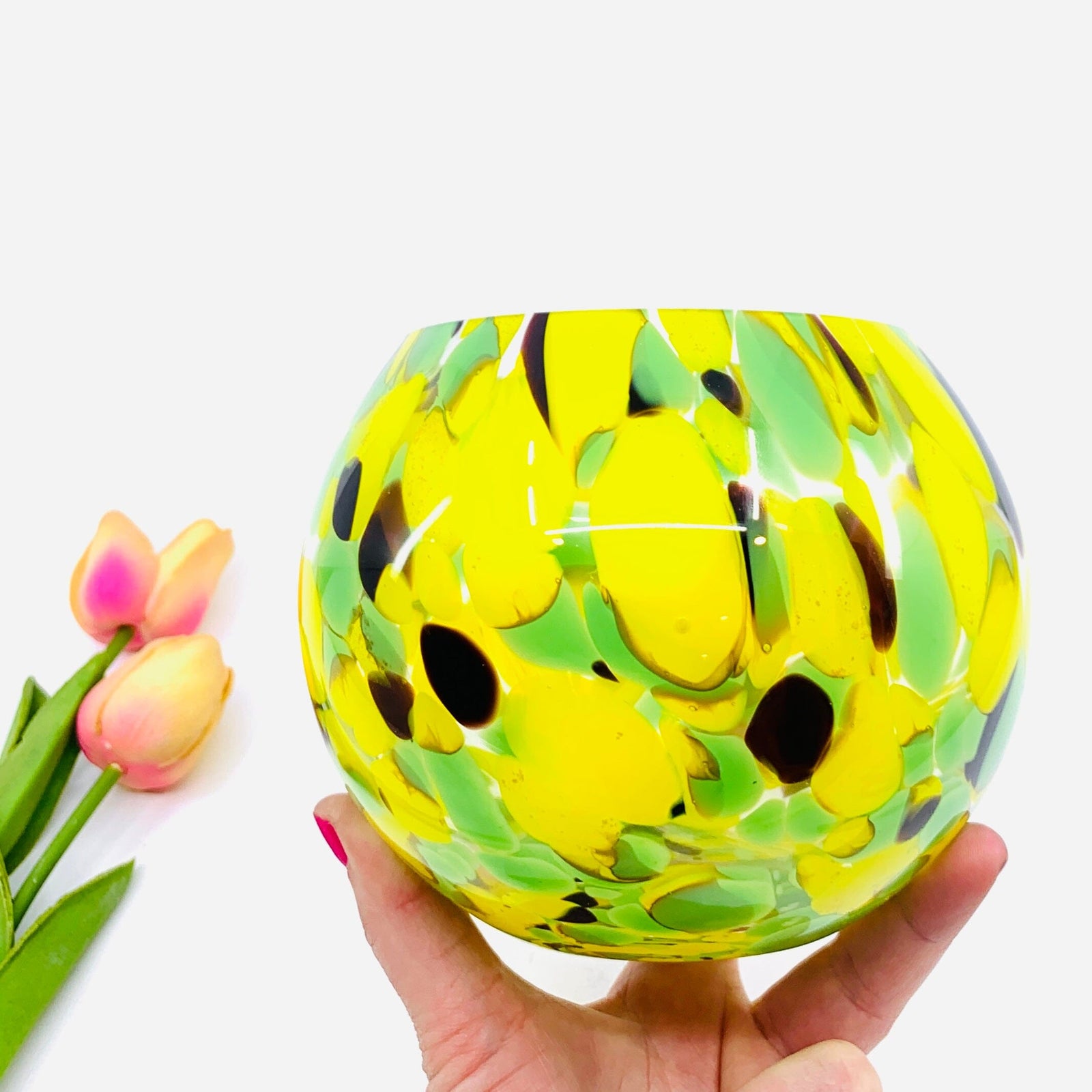 Glass Spring Bowl, Lemon Diamond Star 