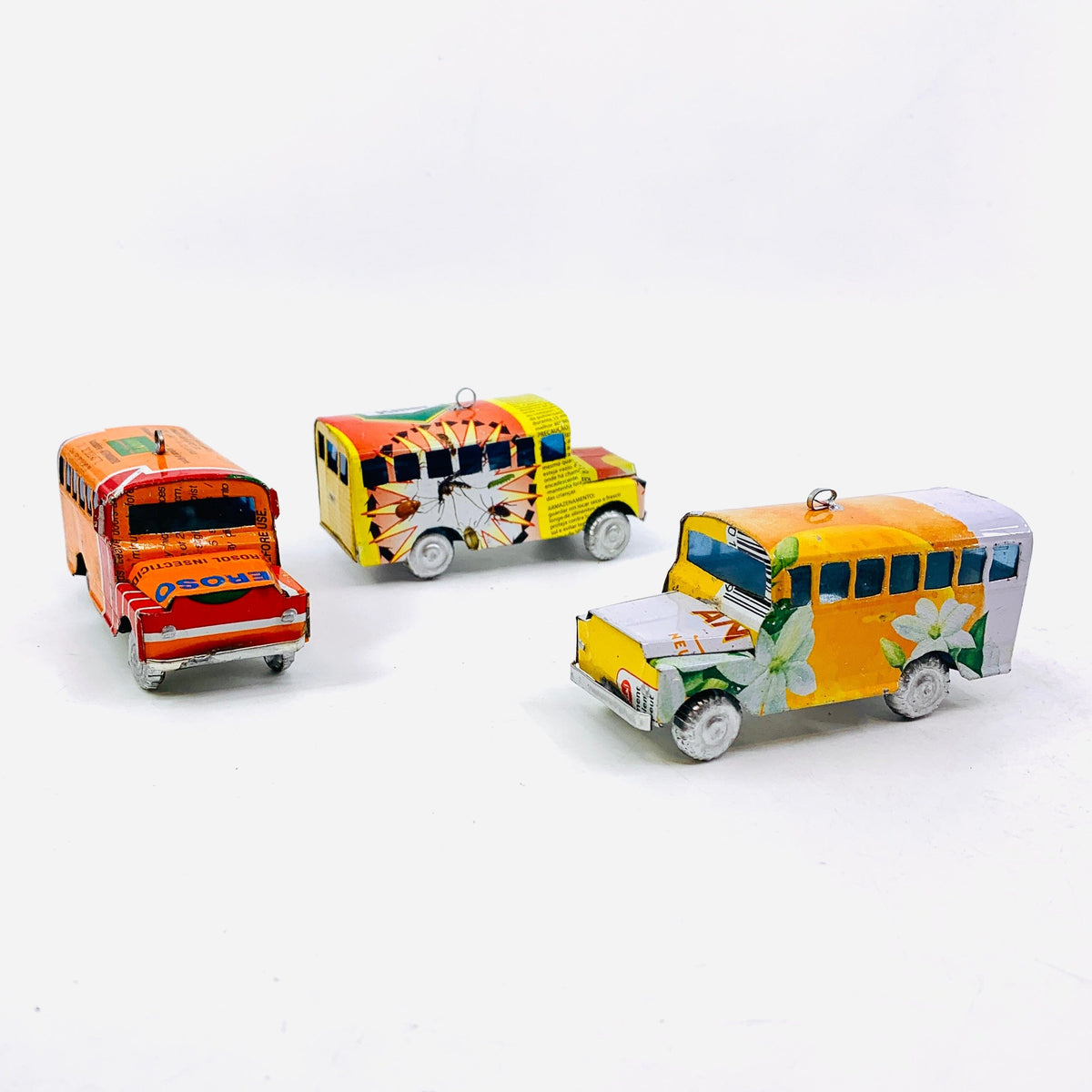 Hanging Recycled Tin School Bus Miniature East Africa Co. 