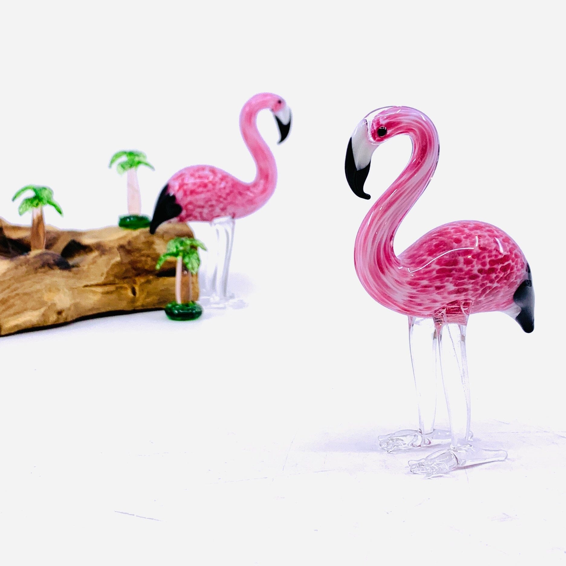 Light Pink Glass Flamingo Miniature - 