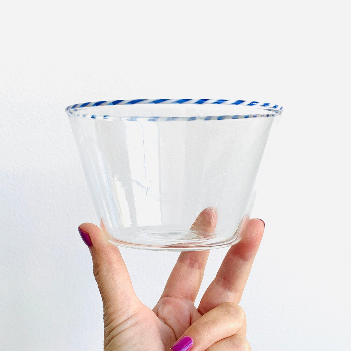 Candy Cane Rim Bowl, Blue Decor Creative Co-Op 