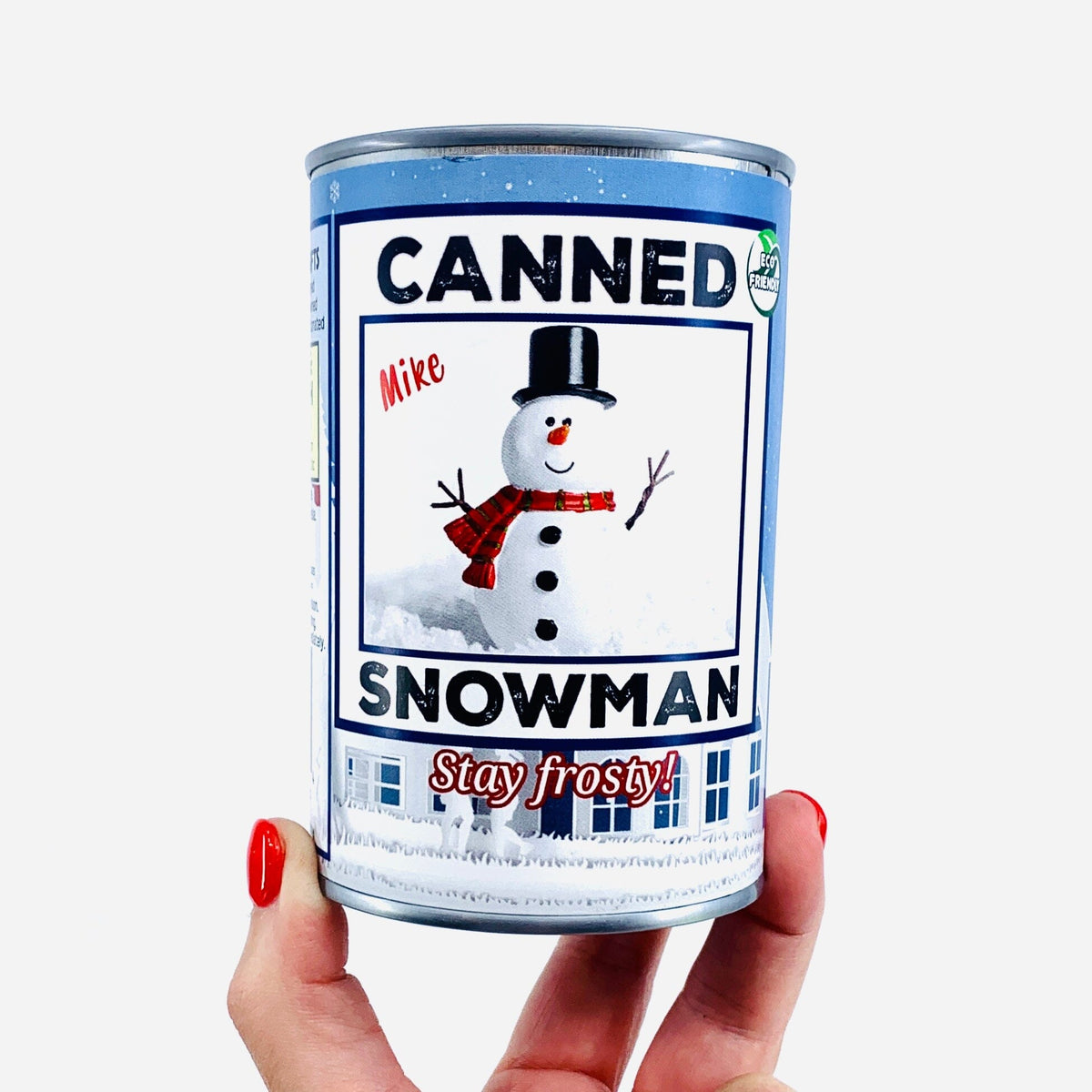 Stuffed Snowman in a Can Canned Gifts 
