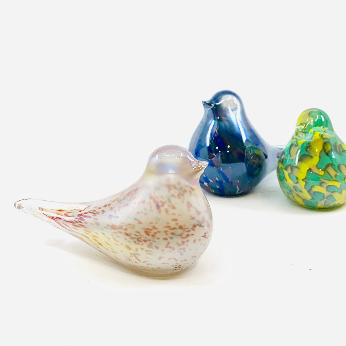 Glass Birds, Mirrored Blue & Green Diamond Star 