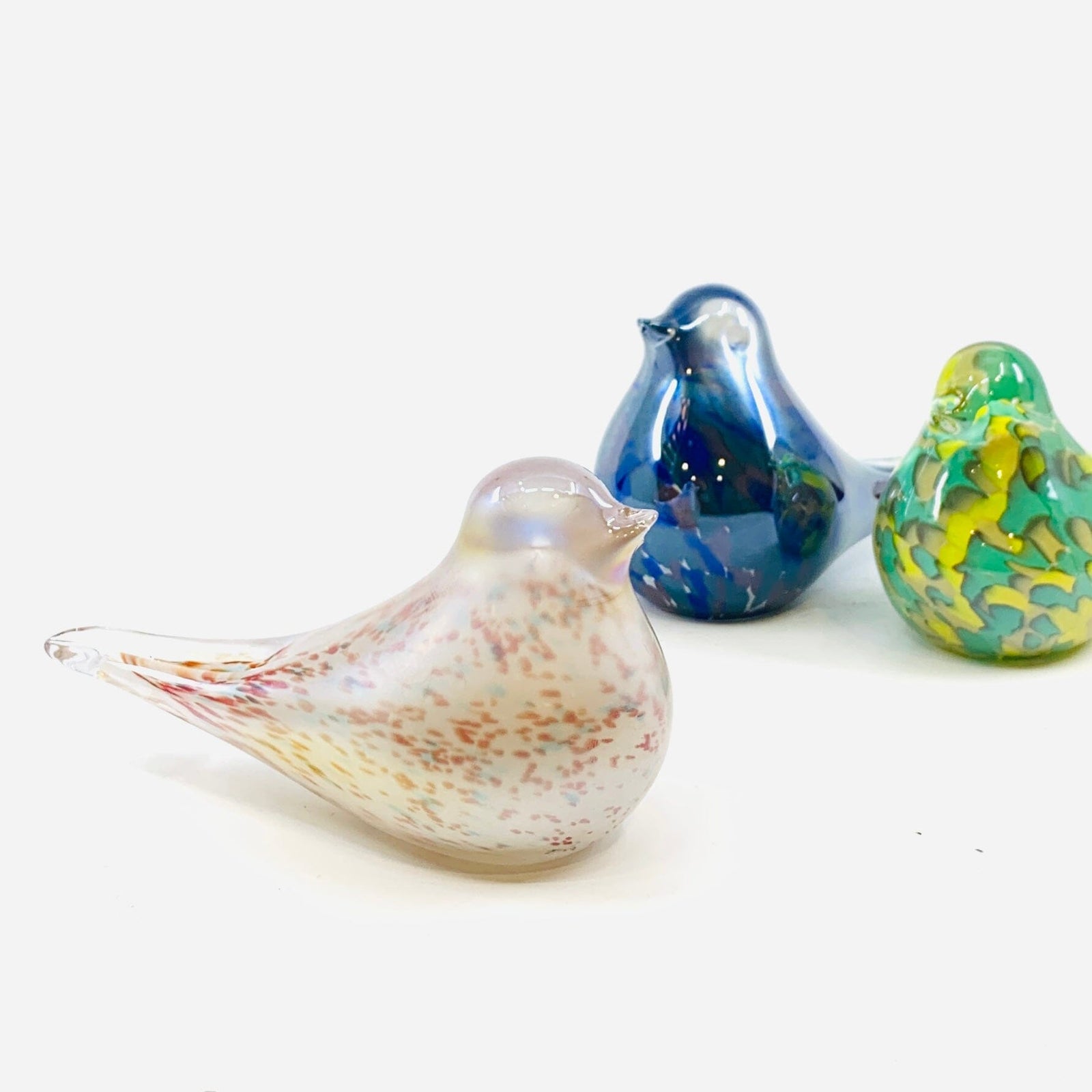 Glass Birds, Mirrored Blue & Green Diamond Star 