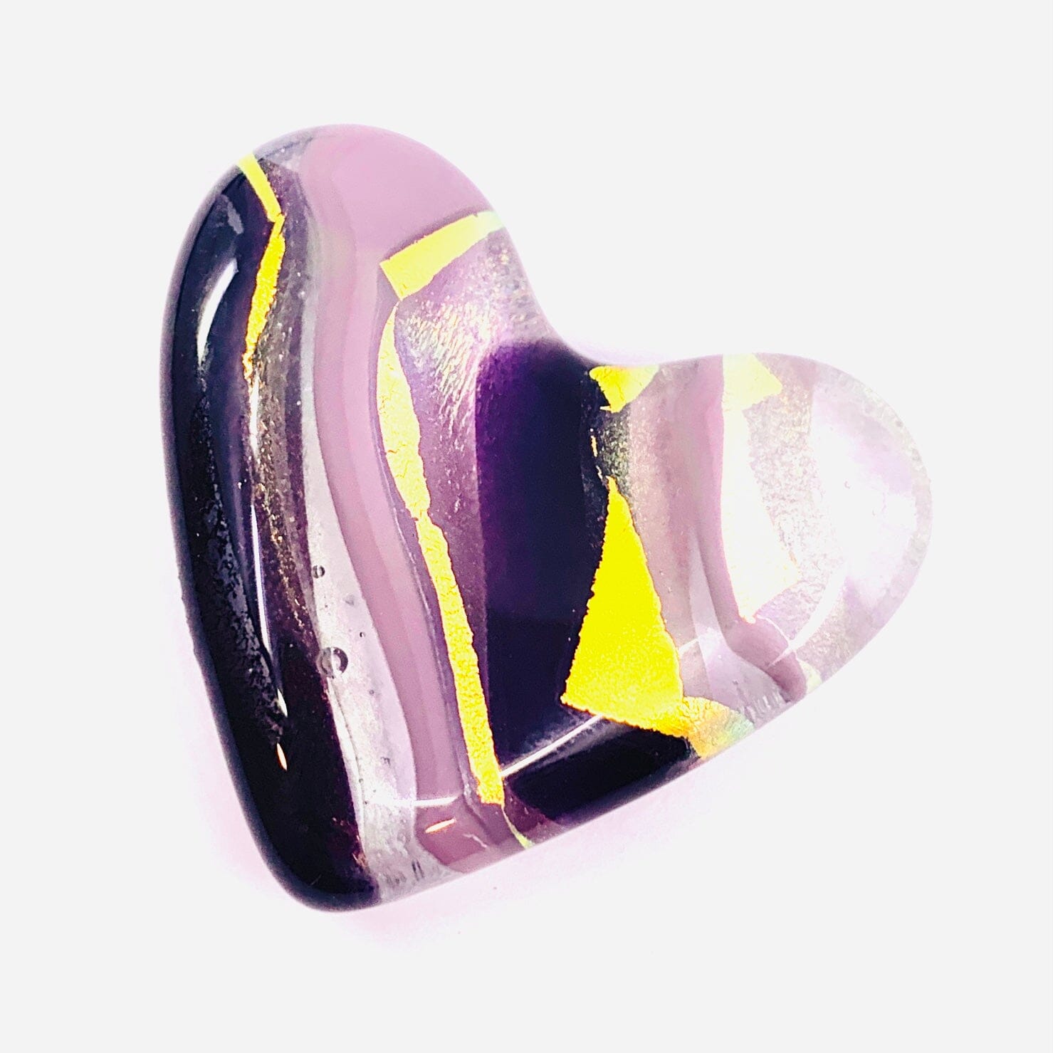 Fused Glass Birthstone Pocket Heart, Amethyst Miniature Jean 