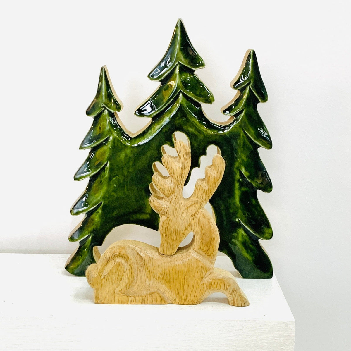 Enamel Wooden Reindeer Décor Oak Street 