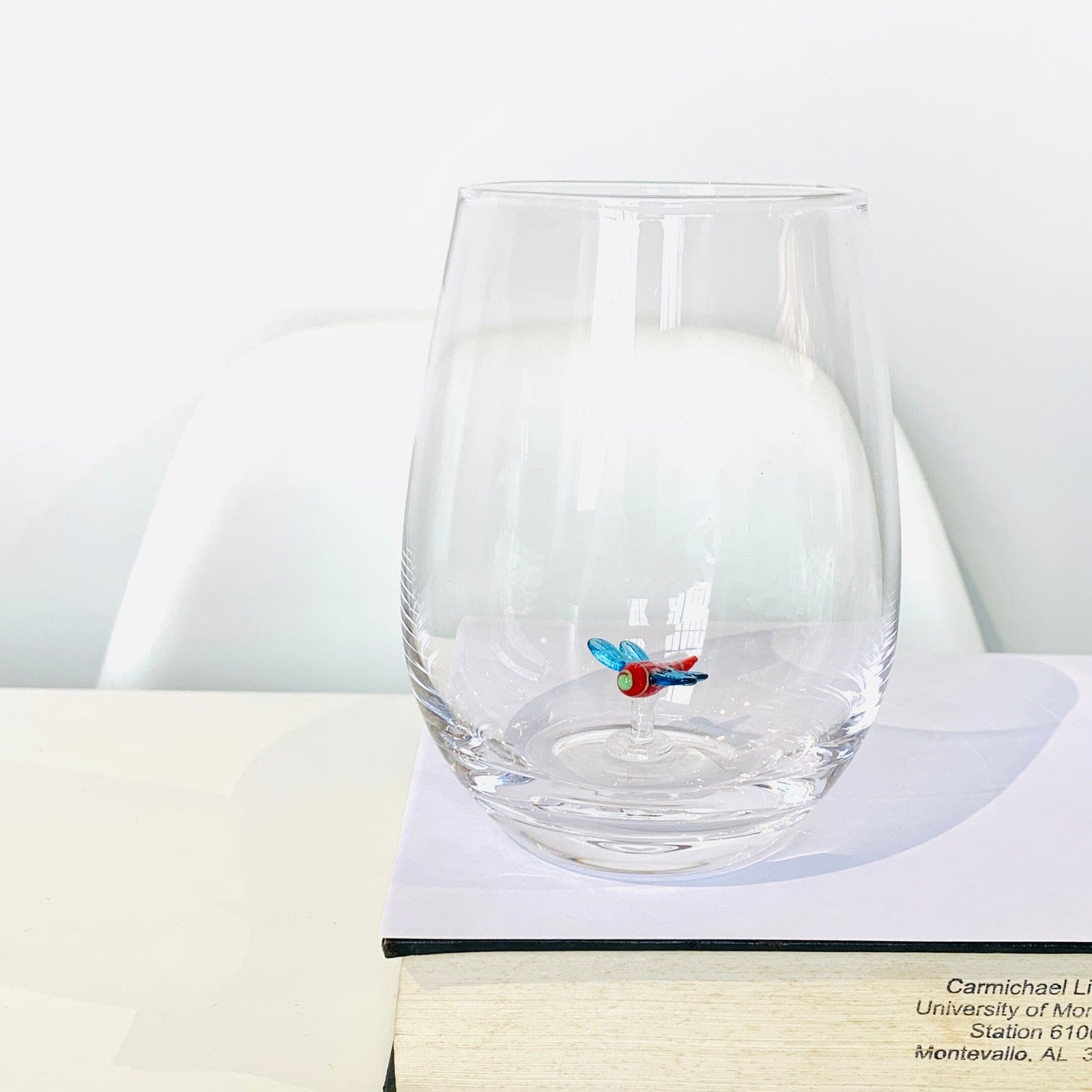 Tiny Animal Large Pour Wine Glass, Dragonfly Decor Creative Co-Op 