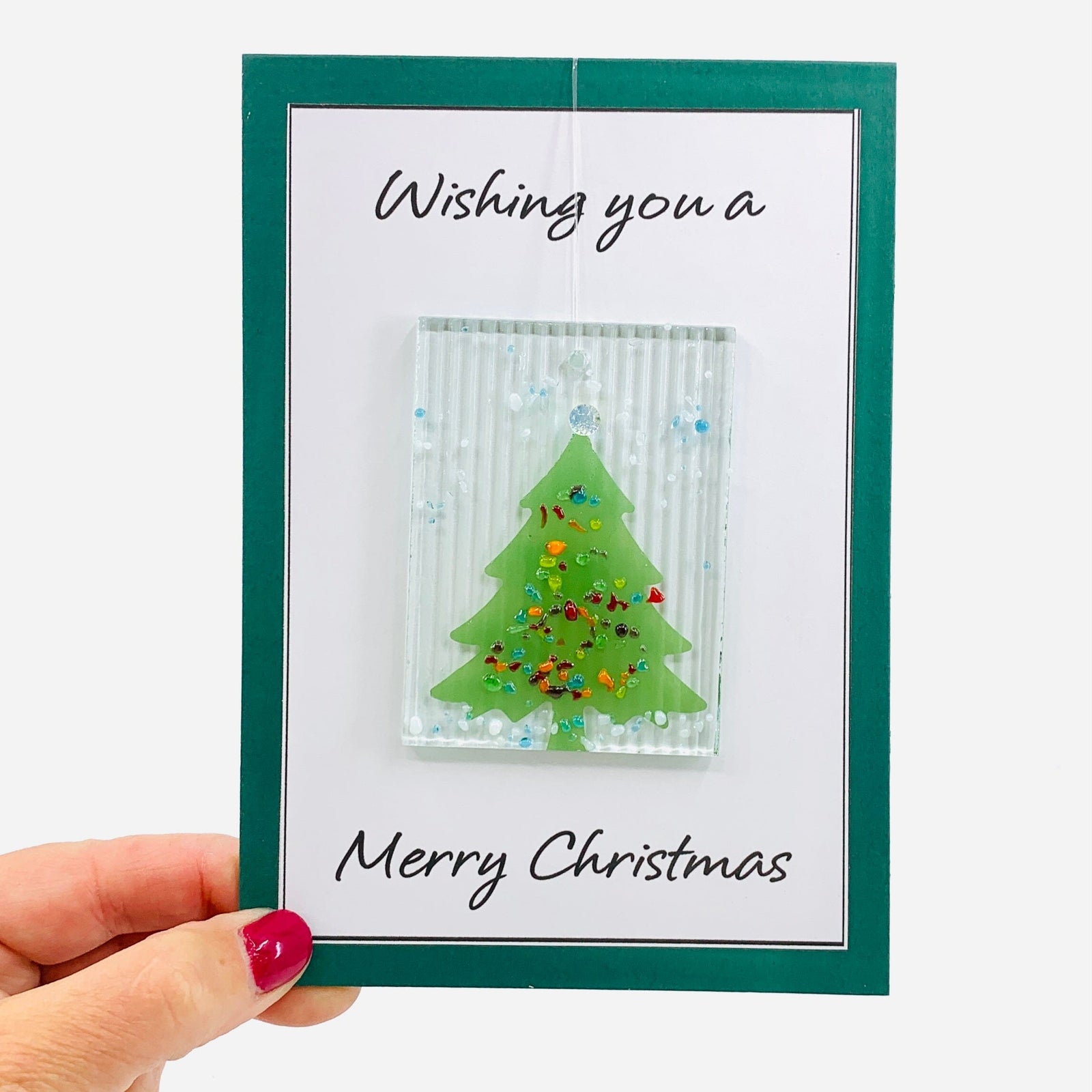 Fused Glass Christmas Tree Suncatcher, 4 Decor Glimmer Glass Gifts 