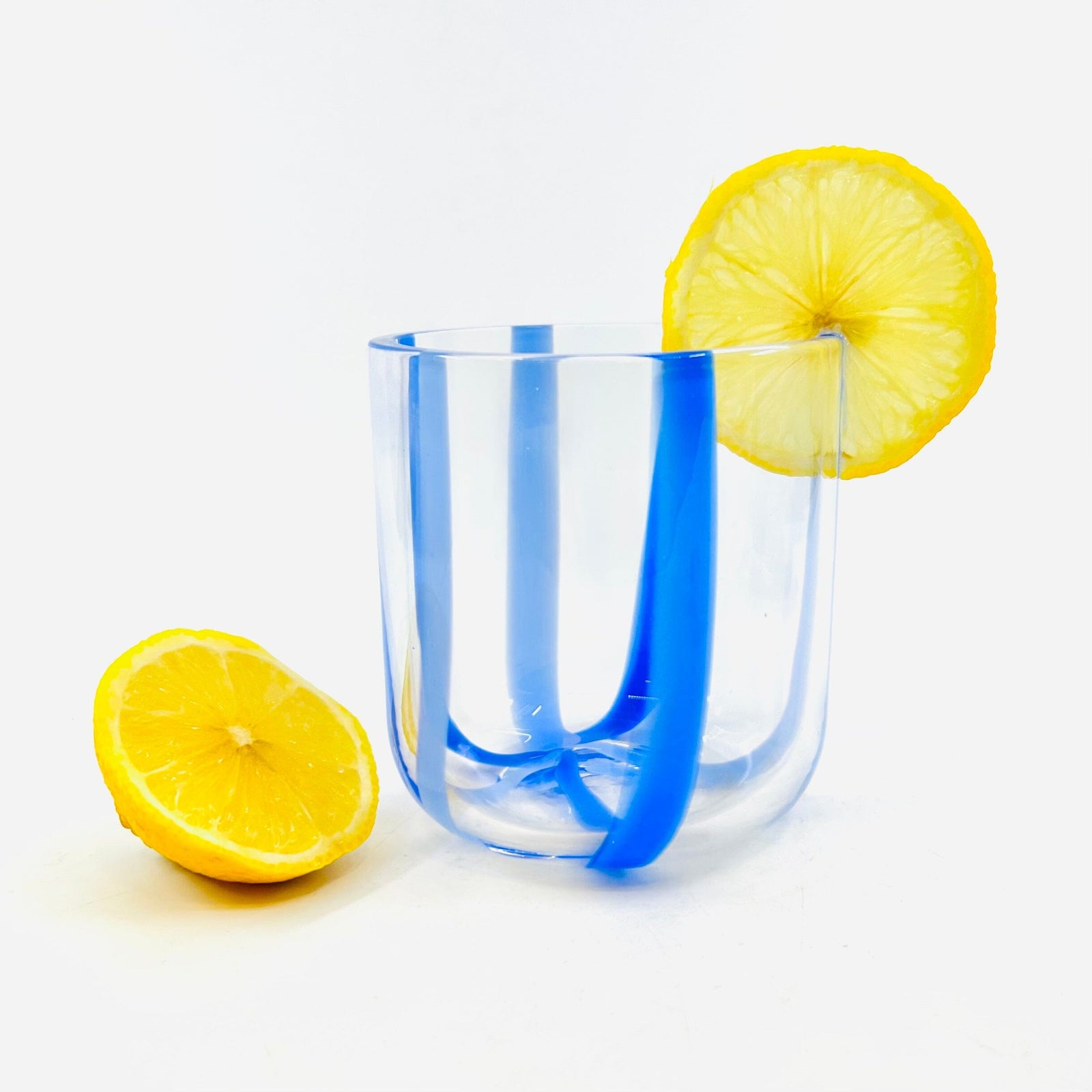 Striped Glass Tumbler, Powder Blue Decor One Hundred 80 Degrees 