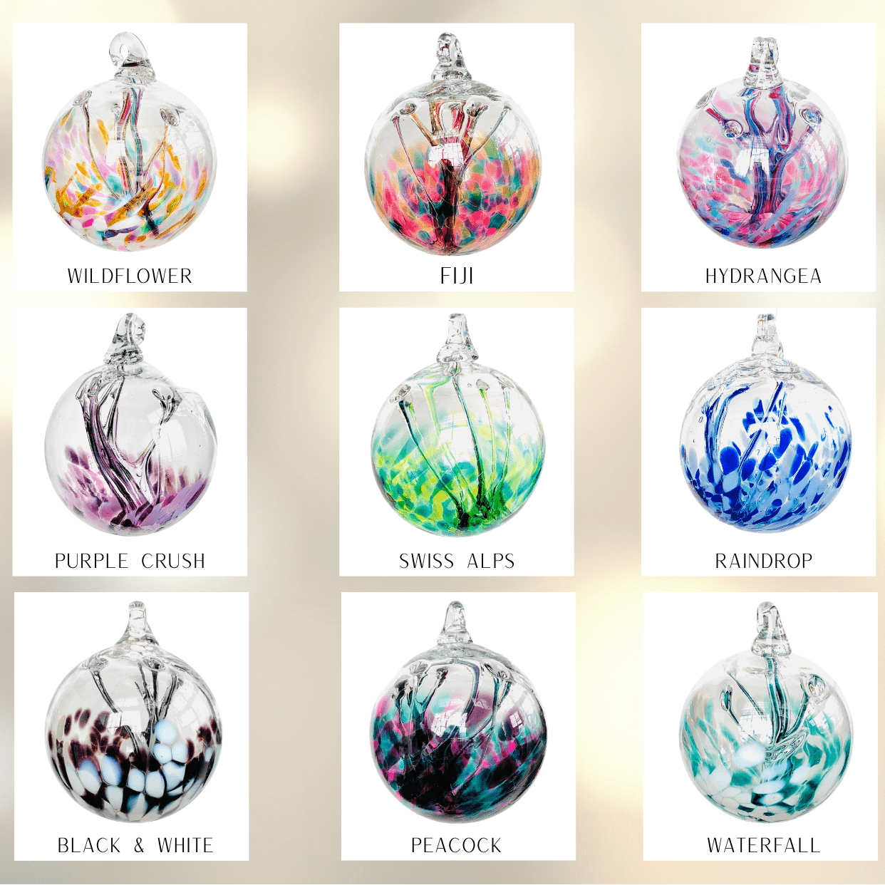 5" Wish Ball Ornament, Waterfall Wish Ball Luke Adams Glass Blowing Studio 