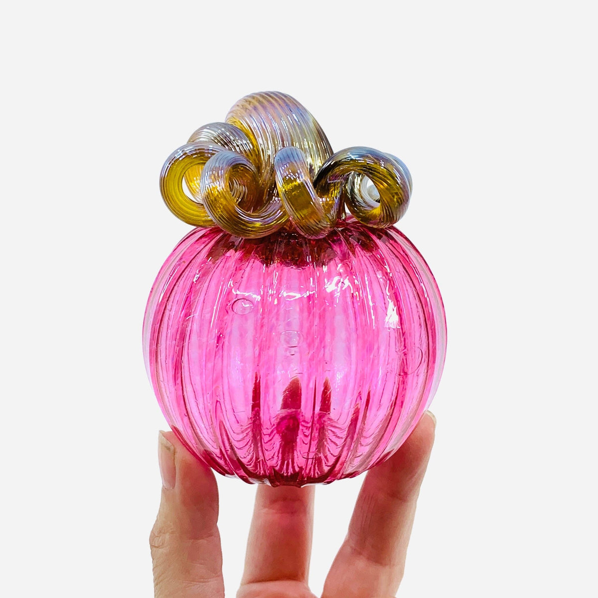 October Birthstone Pumpkin, Tourmaline Pumpkin Luke Adams Glass Blowing Studio 