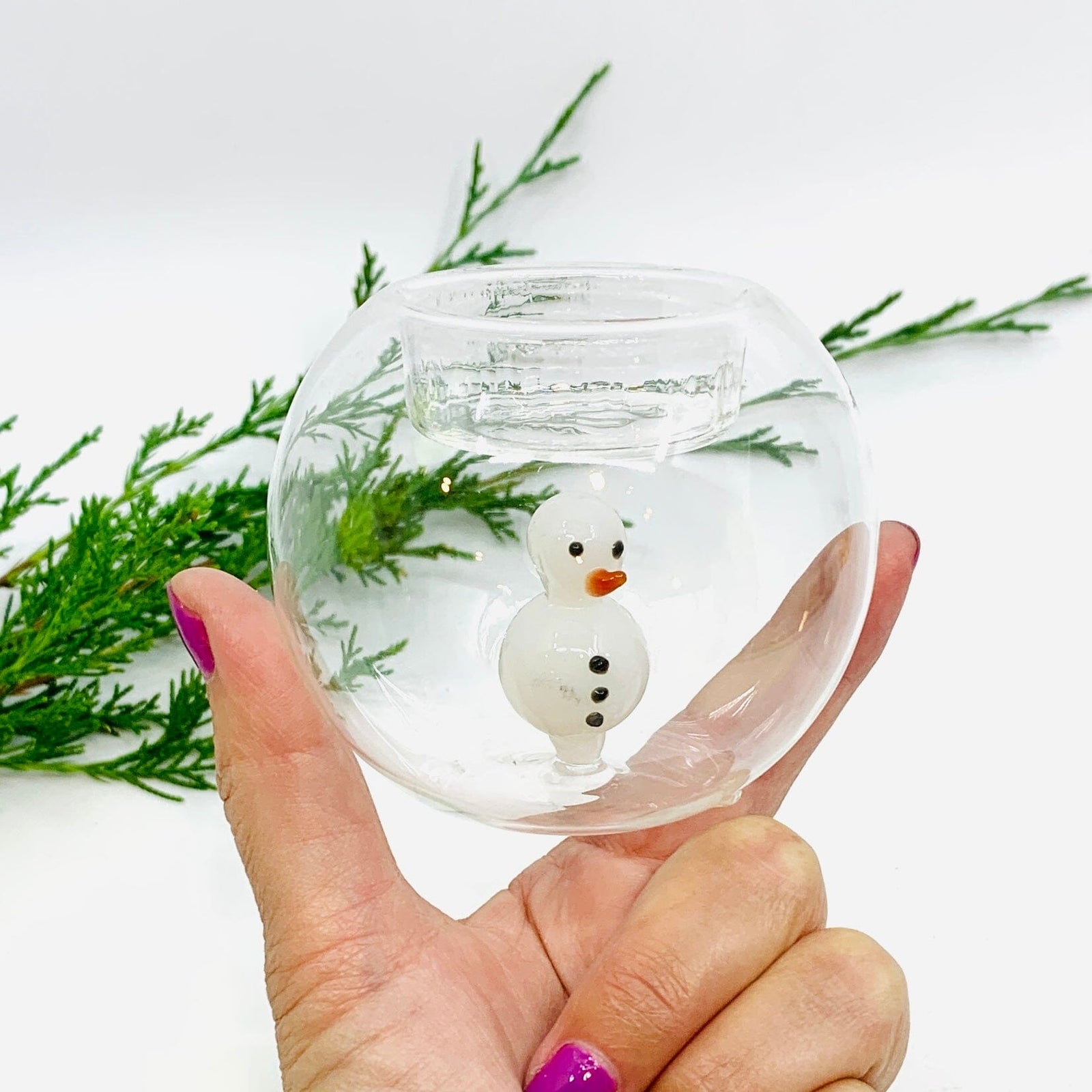 Globe Tealight Holder, Snowman Decor Tag 