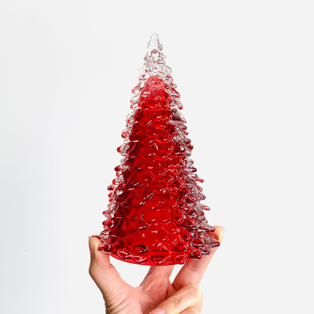 Red Blown Glass Tree Diamond Star Small 