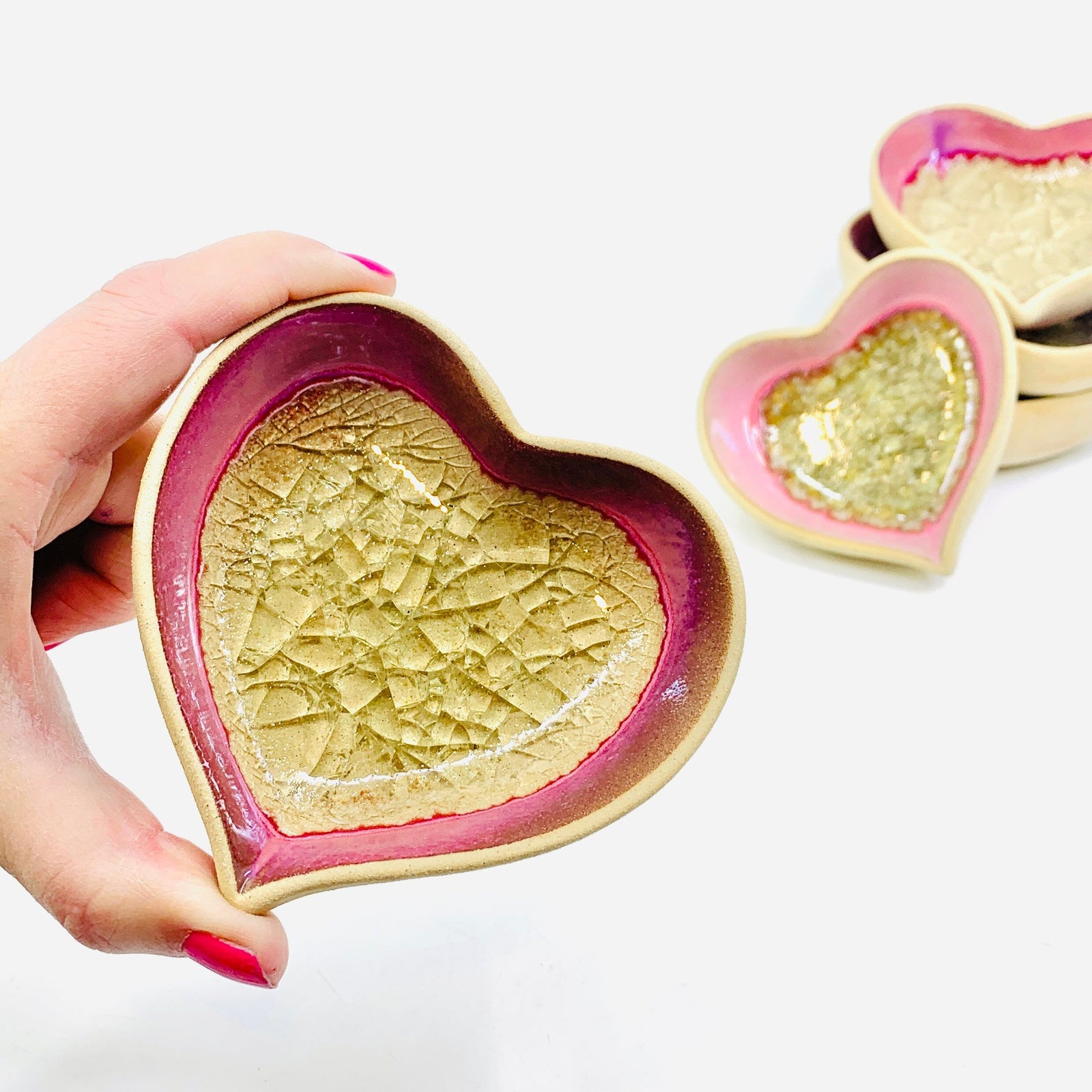 LAST ONE - Stoneware Heart Crackle Dish Creative Co-op 