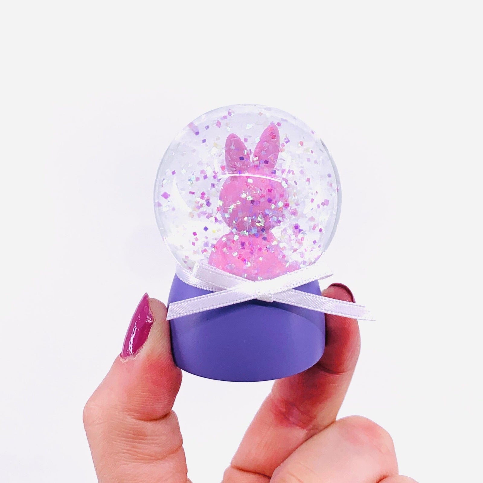 Glass Bunny Snow Globes, Hot Pink One Hundred 80 Degrees 