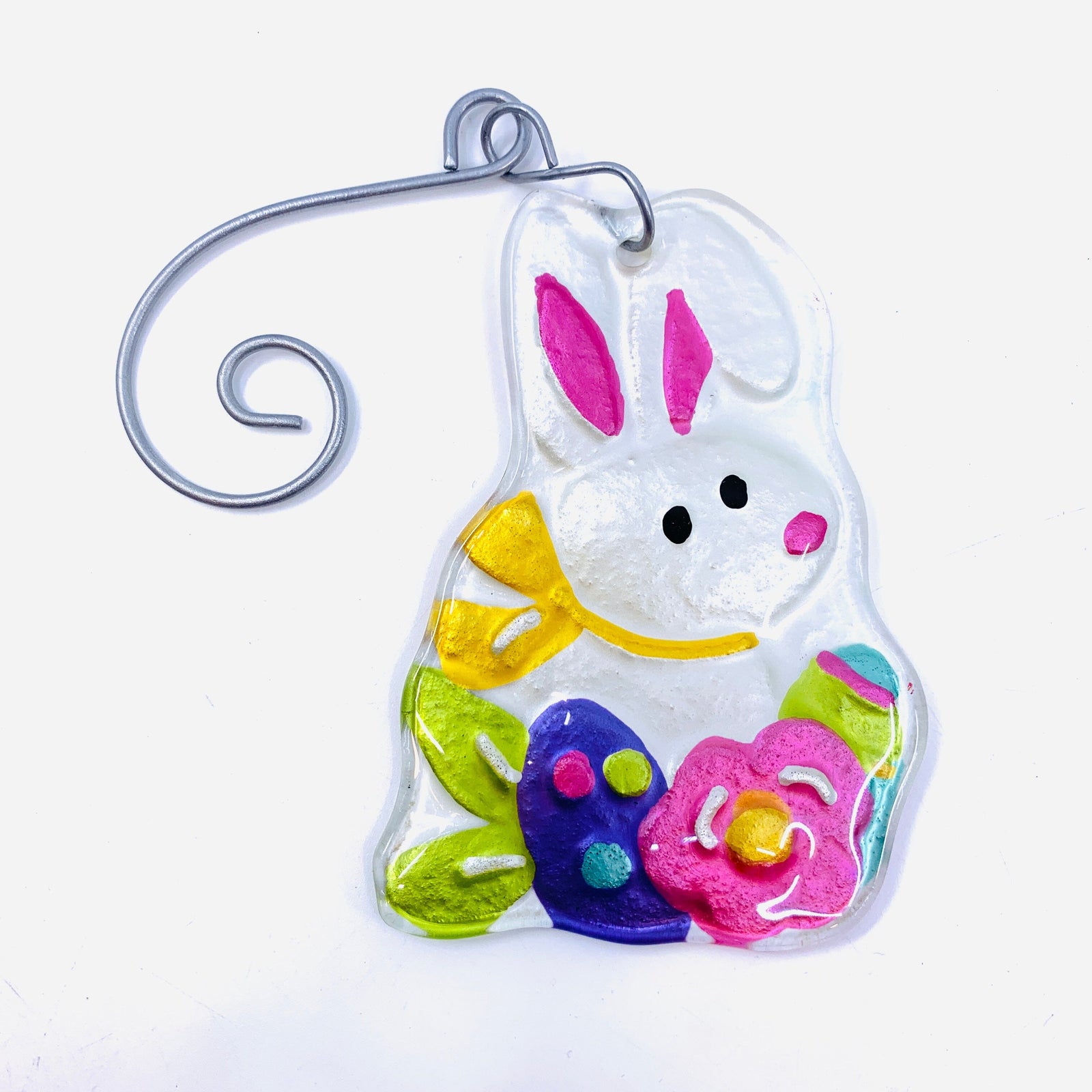 Glass Fusion Ornament 11, Easter Bunny Demdaco 