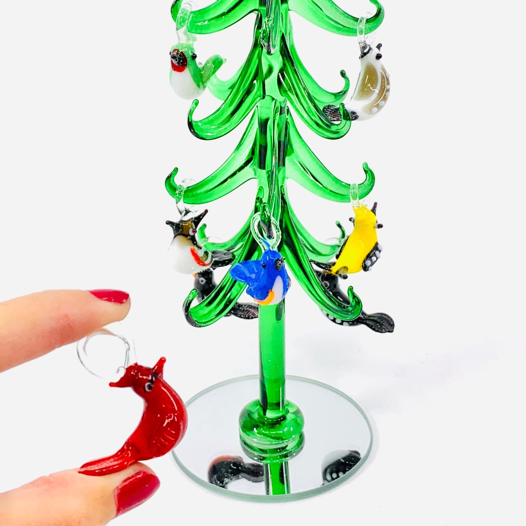 Large Glass Whimsical Bird Tree 8 Decor Gift Essentials 