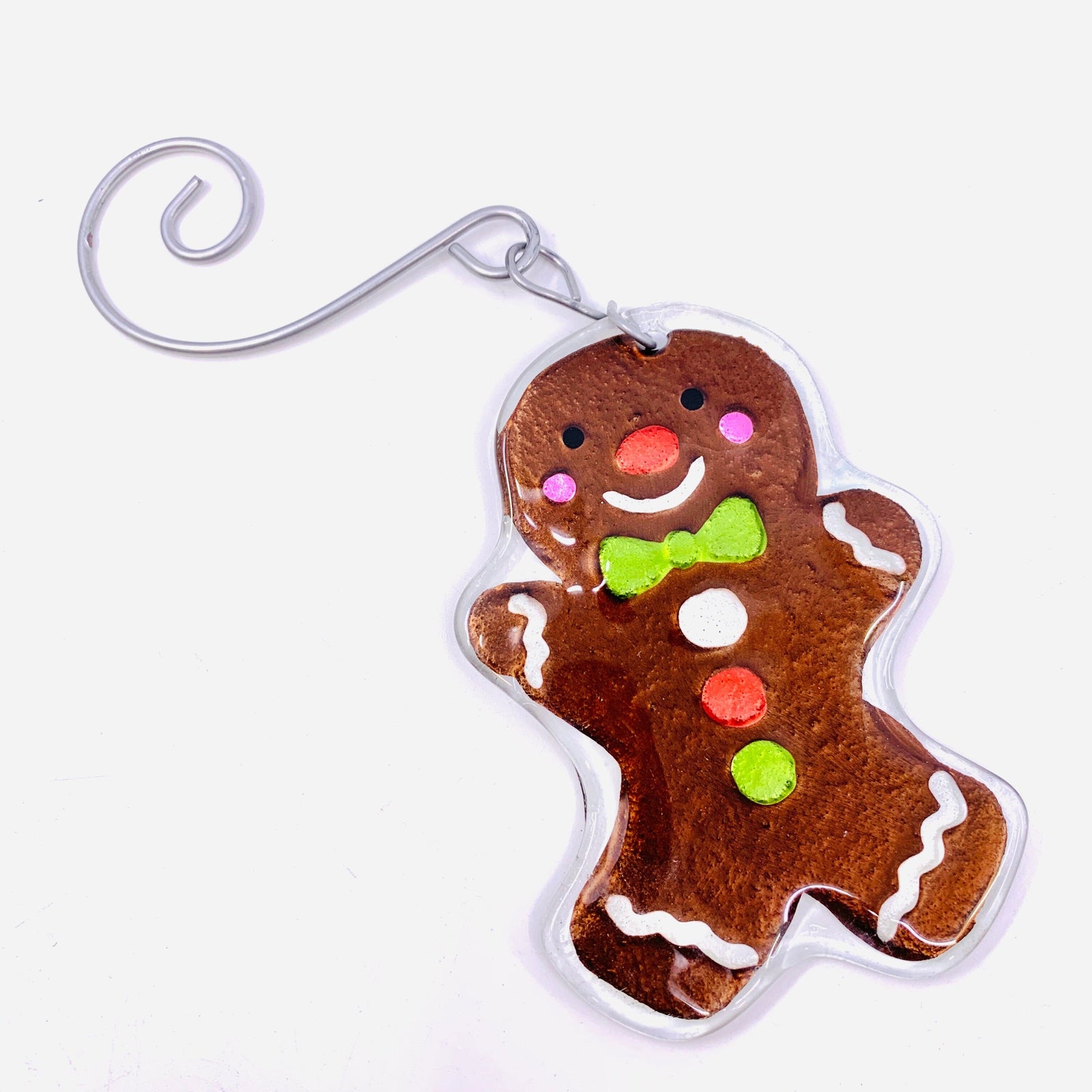 Glass Fusion Ornament 2, Gingerbread Man Demdaco 