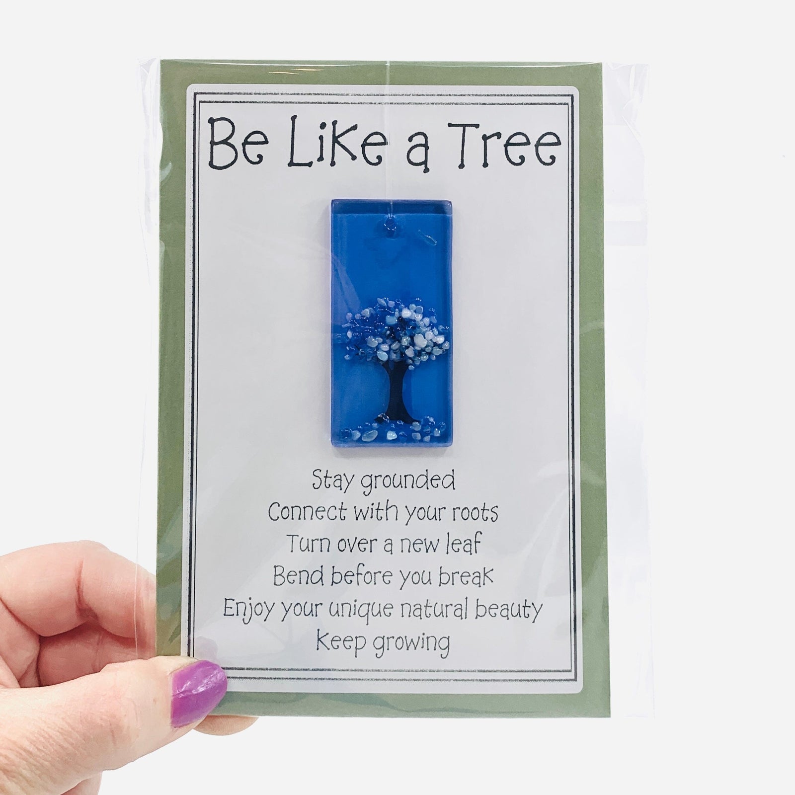 Fused Glass "Be Like a Tree” Suncatcher 24 Decor Glimmer Glass Gifts 