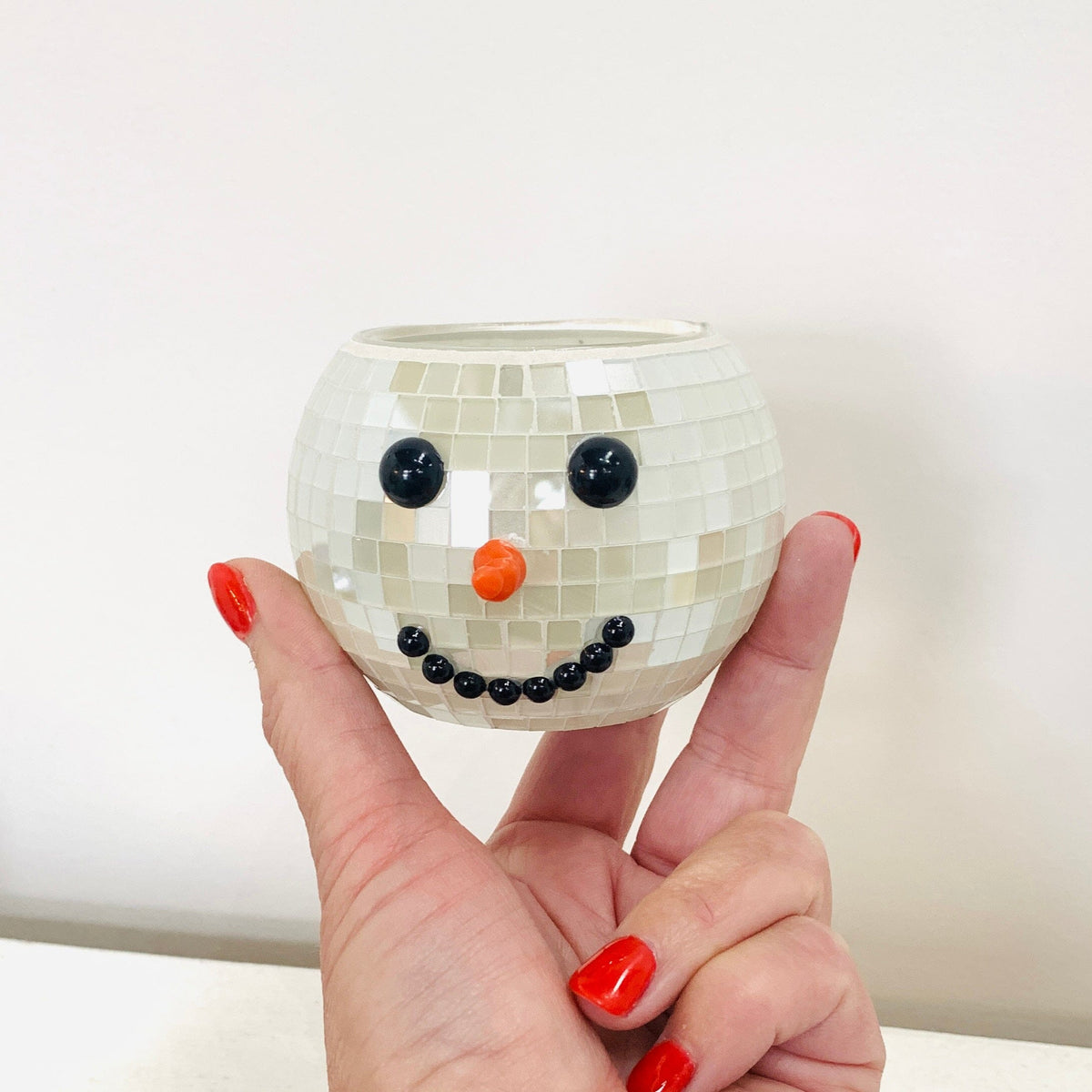 Mosaic Snowman Votive Holder Miniature Oak Street 