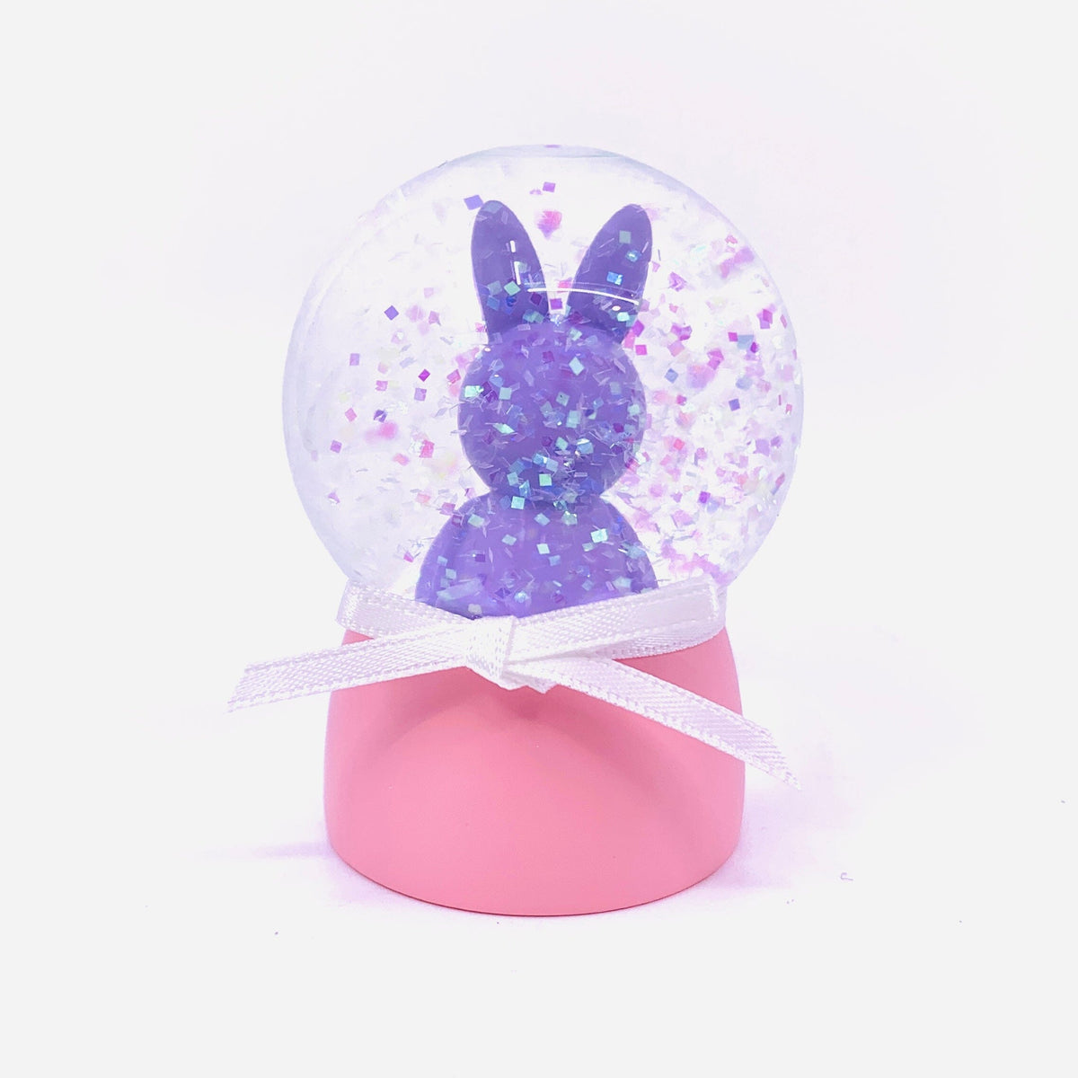 Glass Bunny Snow Globes, Purple One Hundred 80 Degrees 