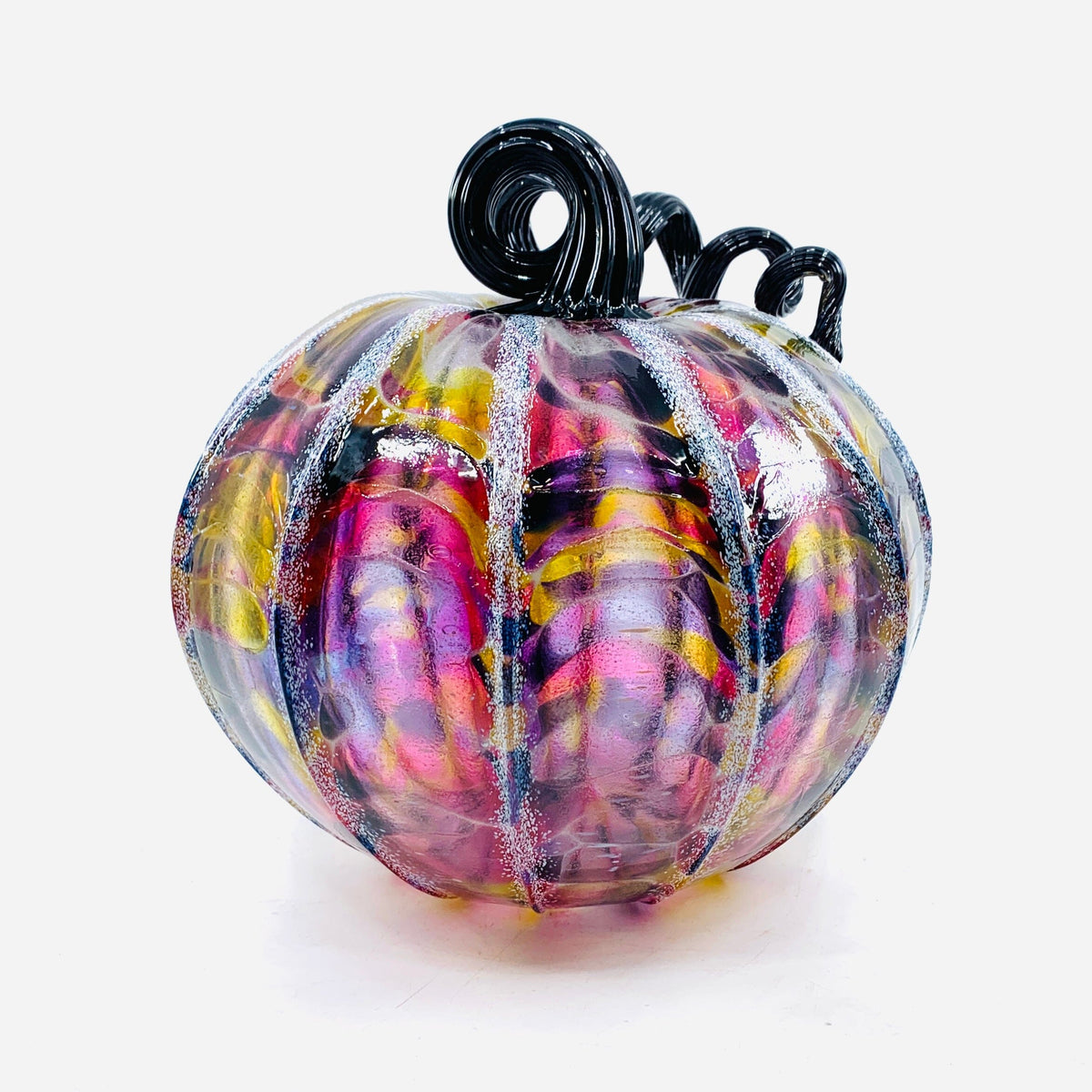 Ghost Dahlia - Glow Black Dahlia w White Frost and Black Stem Production Pumpkin Luke Adams Glass Blowing Studio Large 