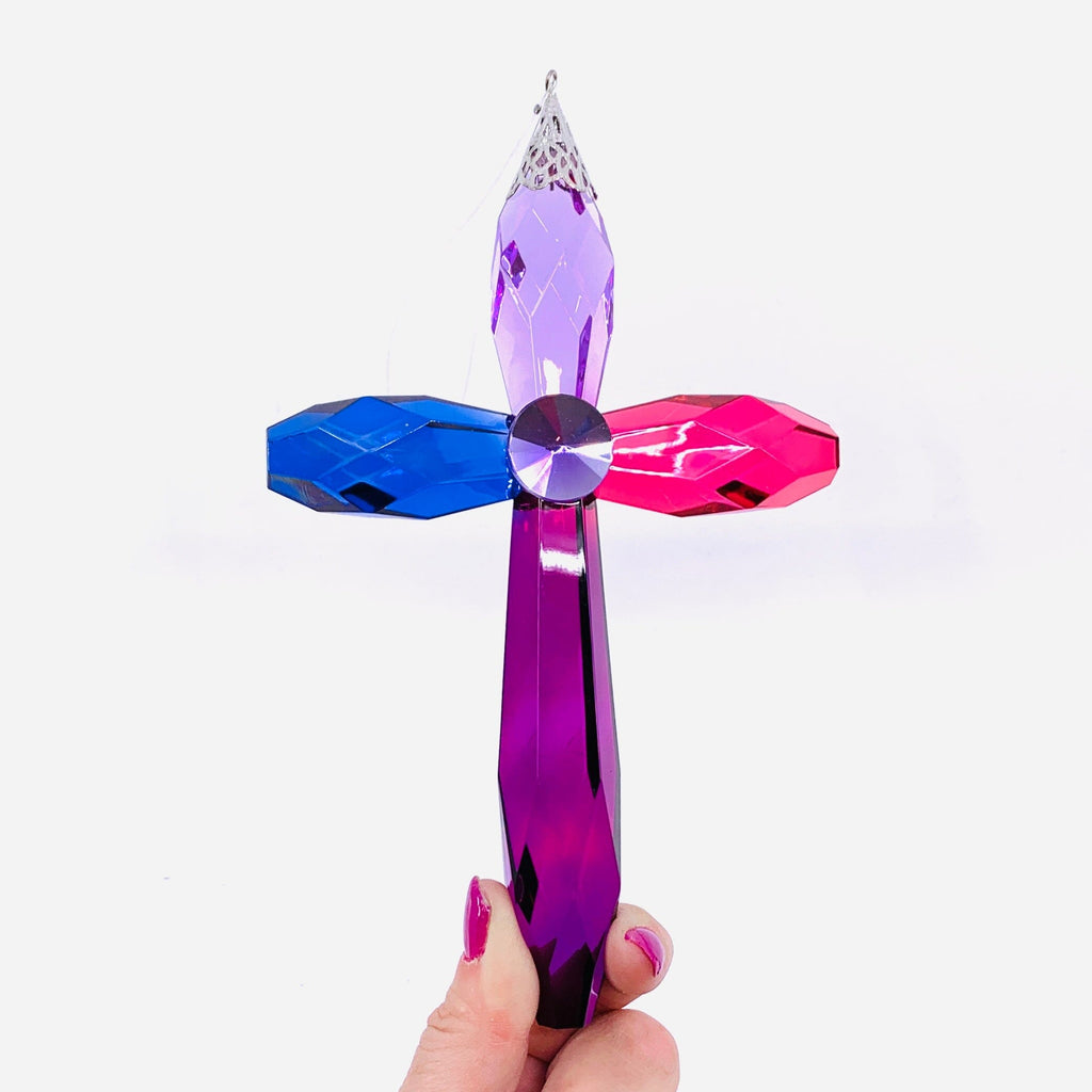 Acrylic Rainbow Cross Ornaments, Jewel