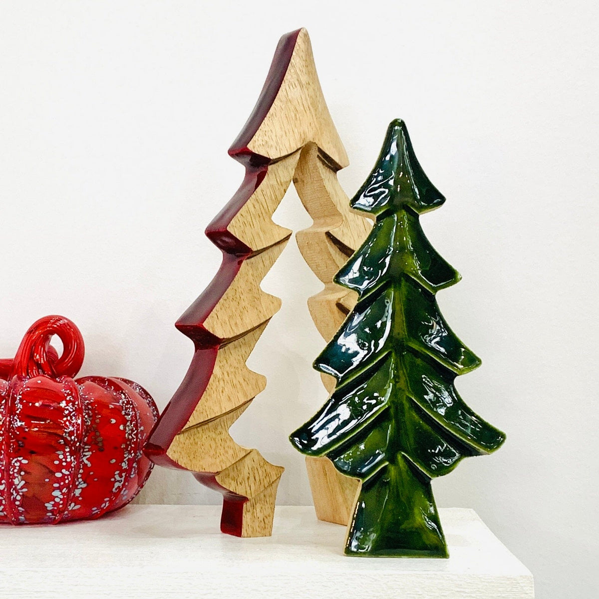 Green Enamel Wooden Tree Décor, Large Oak Street 