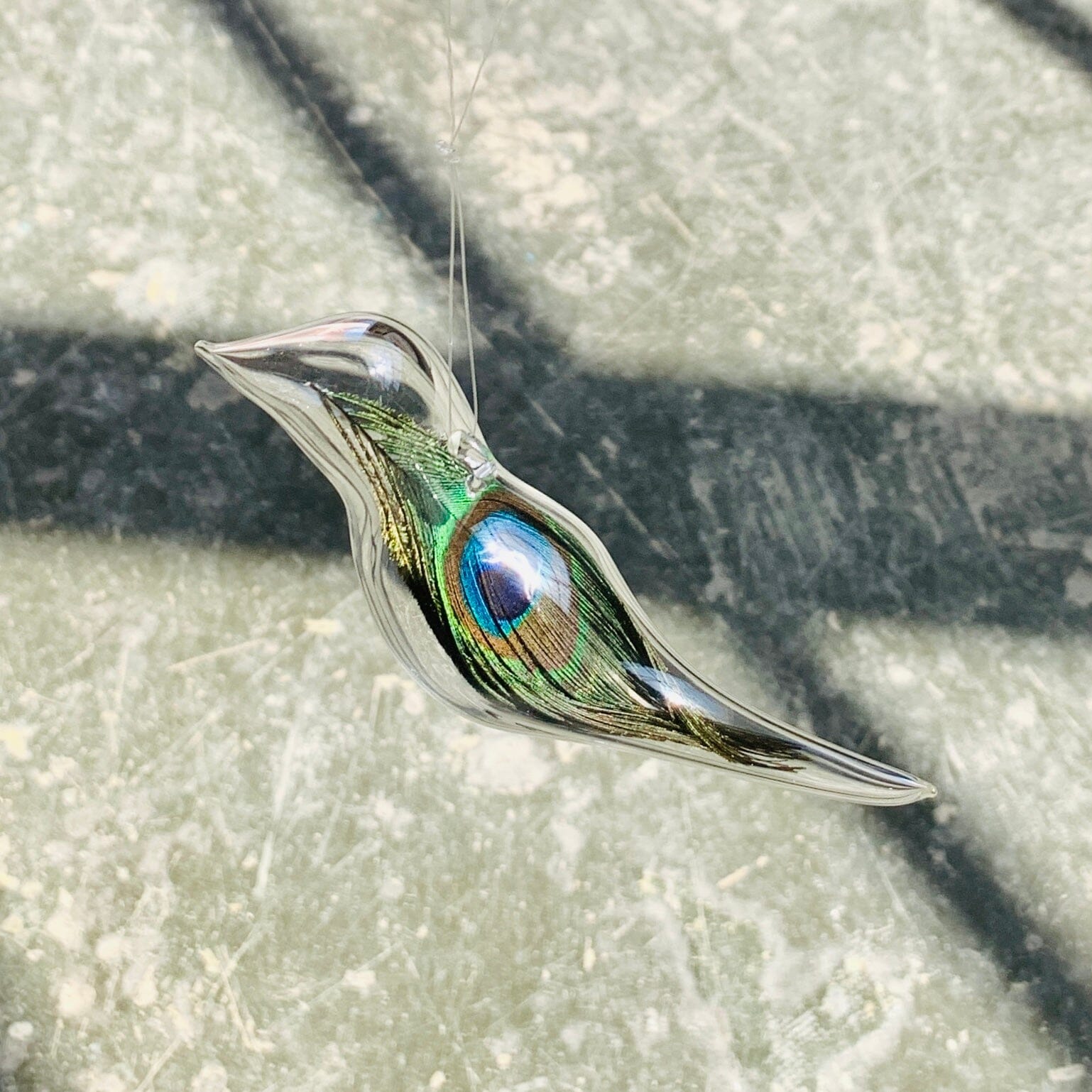 Artisan Feather Bird Ornament, 6 TriSymbolize Glass 