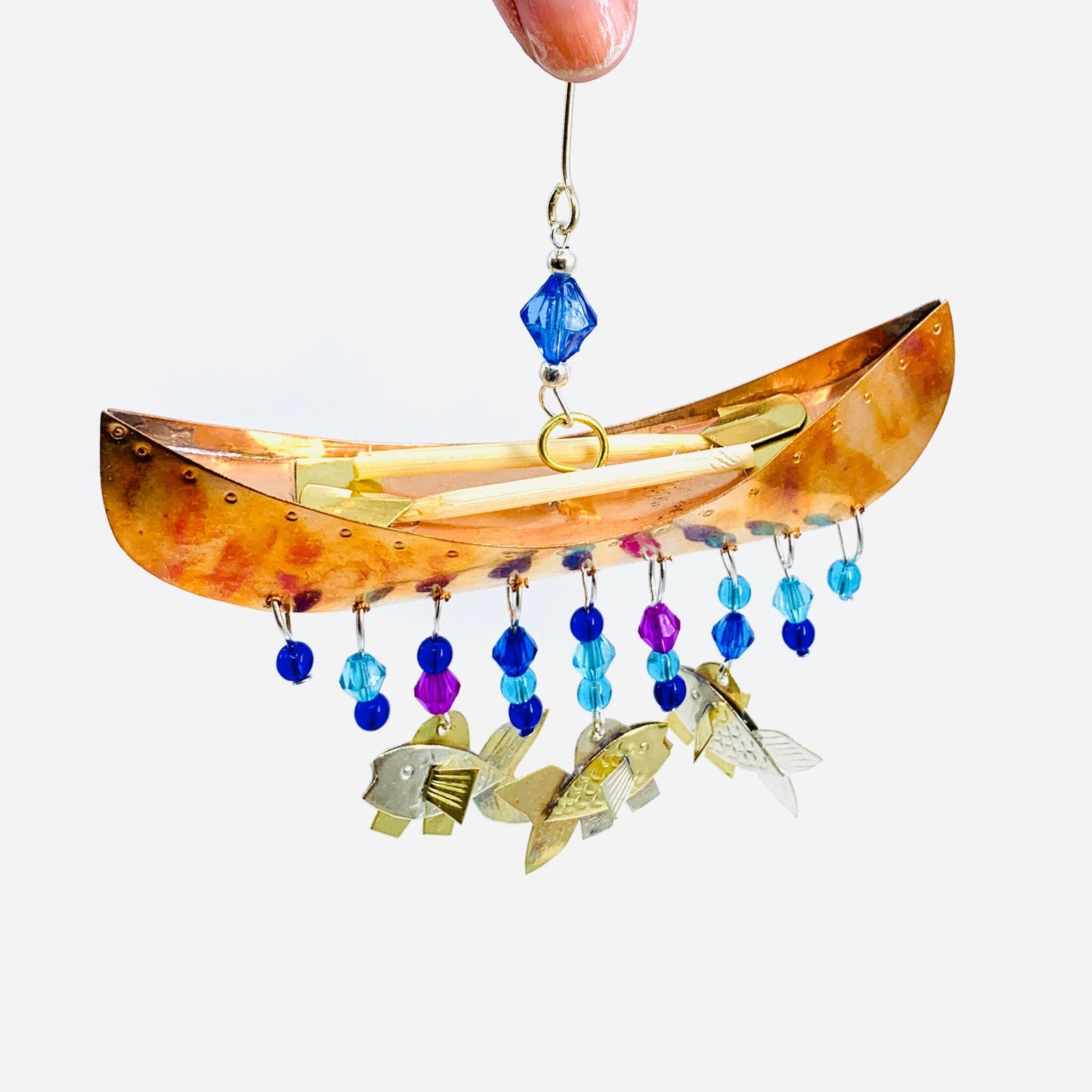 Mixed Metal Ornament, Canoe Ride Miniature Pilgrim Imports 