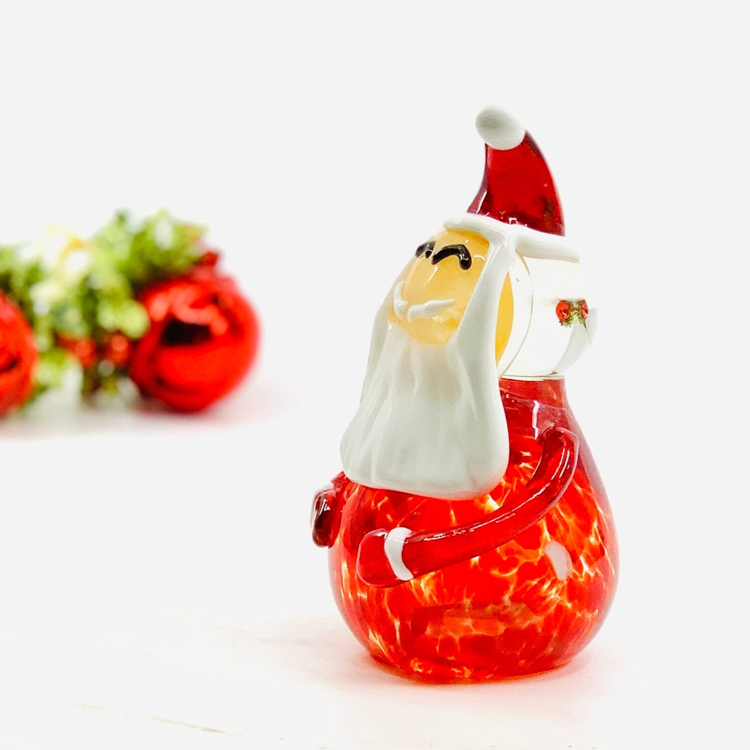 5” Blown Glass Santa Claus Diamond Star 