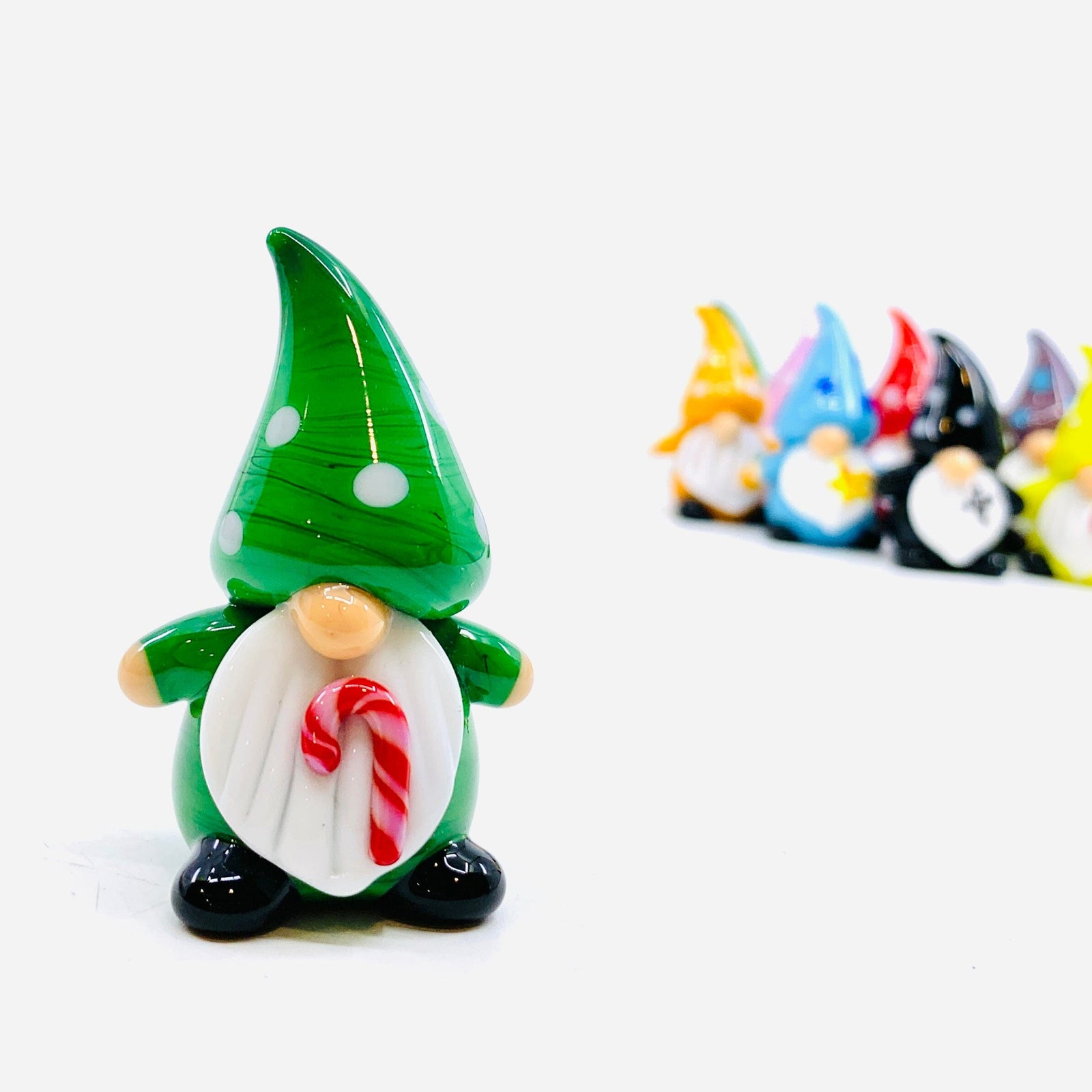 Glass Candy Cane Gnome Miniature Alex 