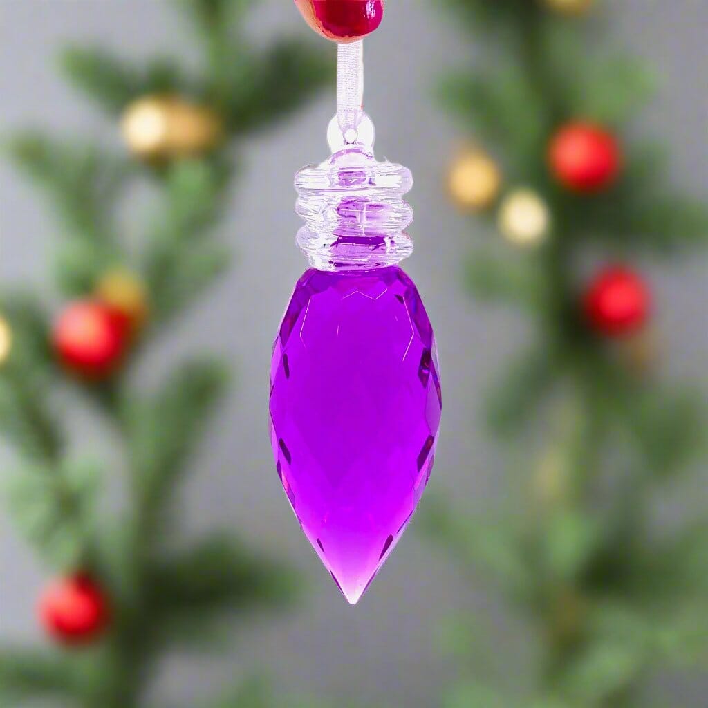 Vintage Bulb Acrylic Crystal Ornament, Purple Ornament GANZ 