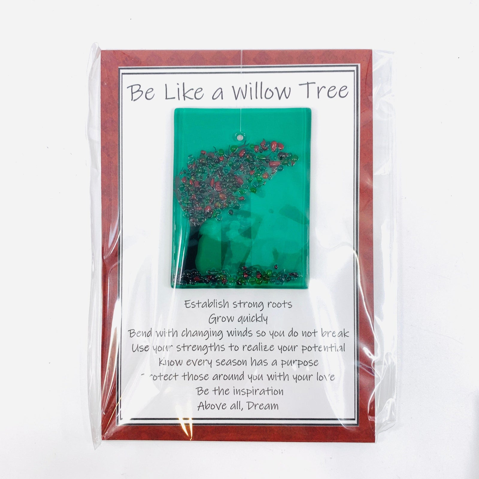 Fused Glass "Be Like a Willow Tree" Suncatcher 9 Decor Glimmer Glass Gifts 