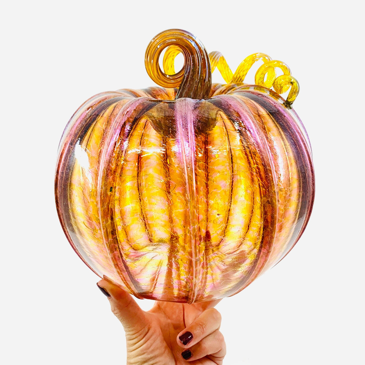 Daily Pumpkin 3870 Fall Shimmer Large Gabby Luke Adams Glass Blowing Studio 
