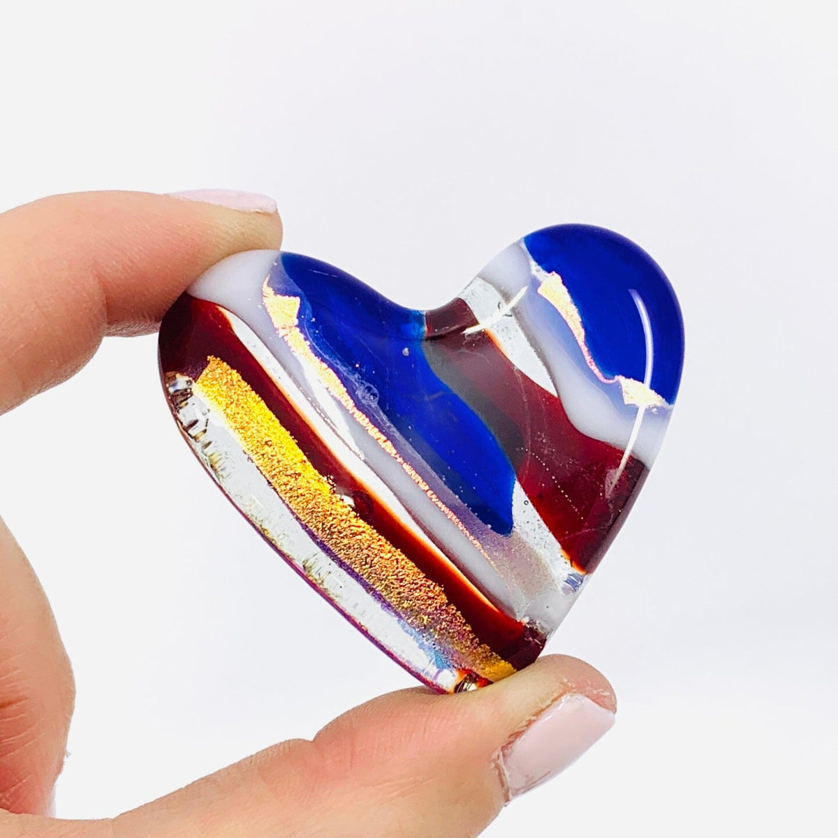 Fused Pocket Heart, Star Spangled Miniature Luke Adams Glass Blowing Studio 