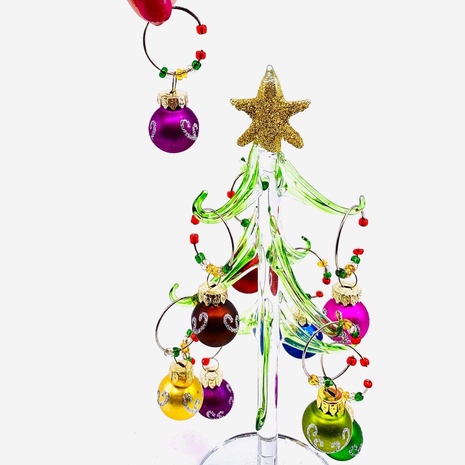 Mini Glass Wine Charm Matte Ornament Tree 25 Decor Gift Essentials 