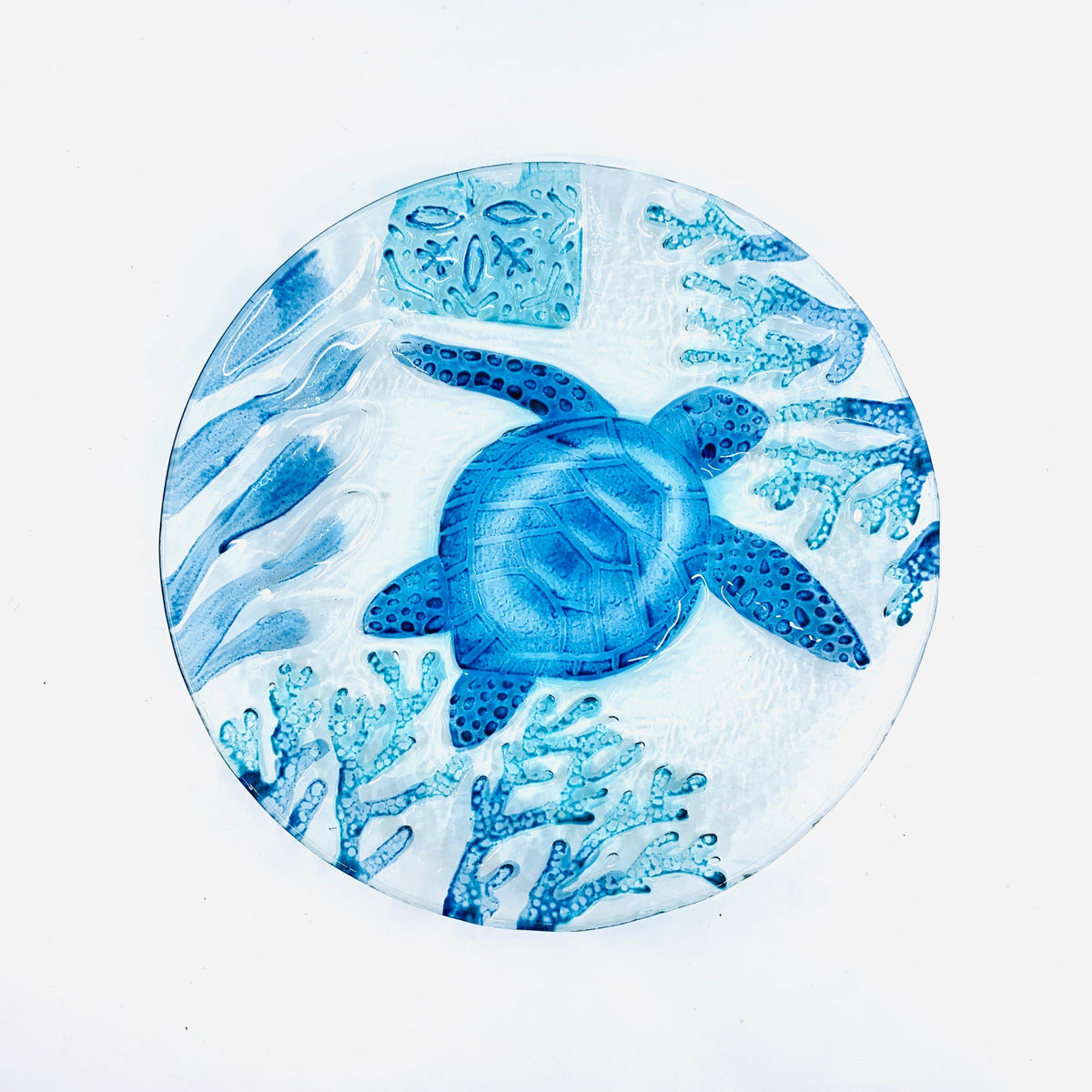 Glass Fusion Plate 30, Sea Turtle Decor Chesapeake Bay 